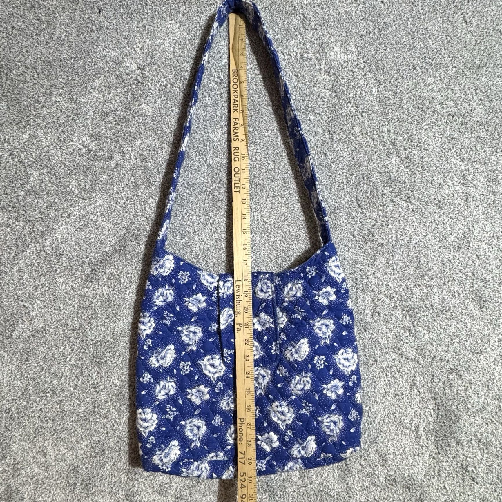 Vintage VINTAGE Floral Shoulder Bag Boho Cottagecore Retro 80s 90s Quilted Fabric Purse Blue Cotton White Strap Womens Size ONE SIZE - 7 Thumbnail
