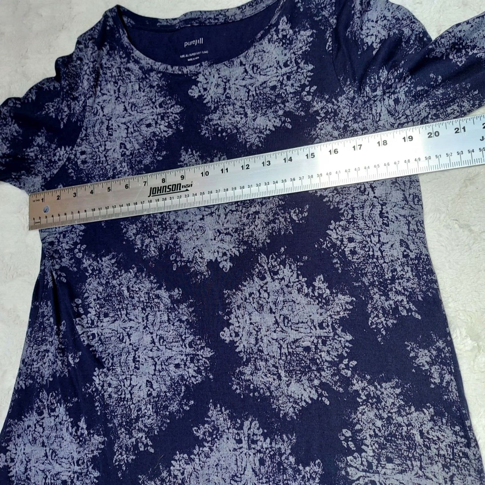 Vintage Pure Jill Womens Long Sleeve Tunic Top Blue White Dye Cotton Modal Jersey Round Neck Pullover Casual Regular Medium Size M / US 6-8 / IT 42-44 - 5 Thumbnail
