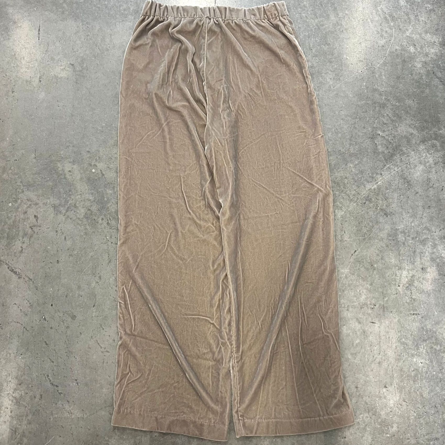 Gap VINTAGE Gap Velour Wide Leg High Waist Flare Beige Trouser Pants 10 Women Modern Comfort Relaxed Pull On Optical Brown? Size 32" / US 10 / IT 46 - 3 Thumbnail