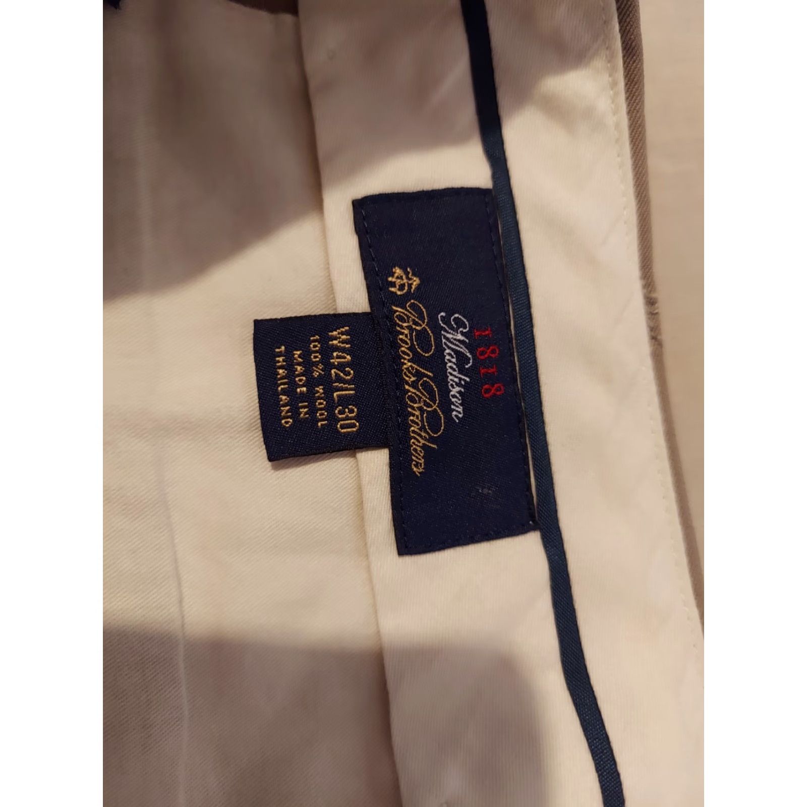Brooks Brothers VINTAGE Brooks Brothers Mens Pants Dress Wool Khaki 42x30 Slim Chino Trousers Beige Mens Size US 42 / EU 58 - 4 Thumbnail