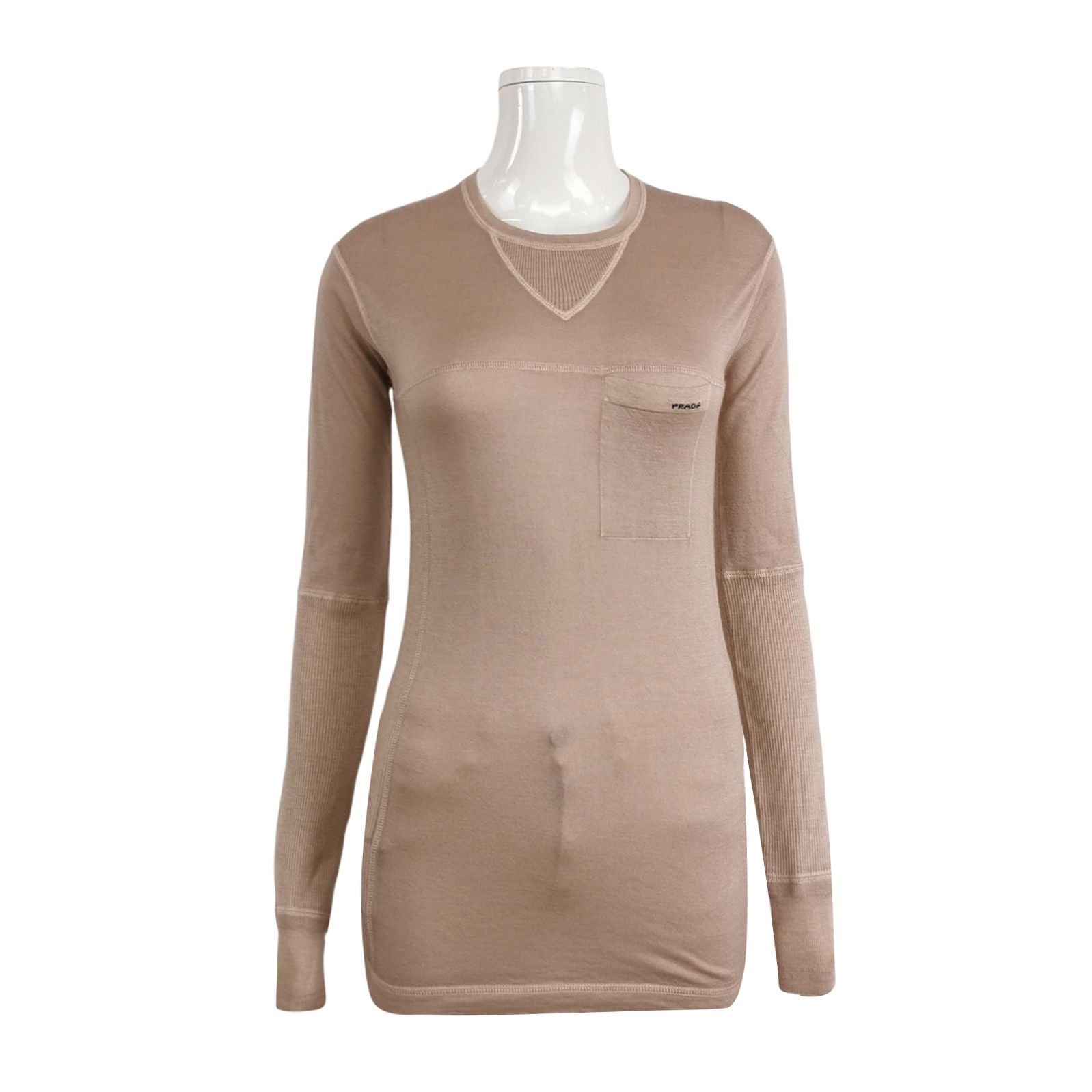 Prada Prada Cashmere Logo Long Sleeve Knit Top 0089 Size M / US 6-8 / IT 42-44 - 1 Thumbnail