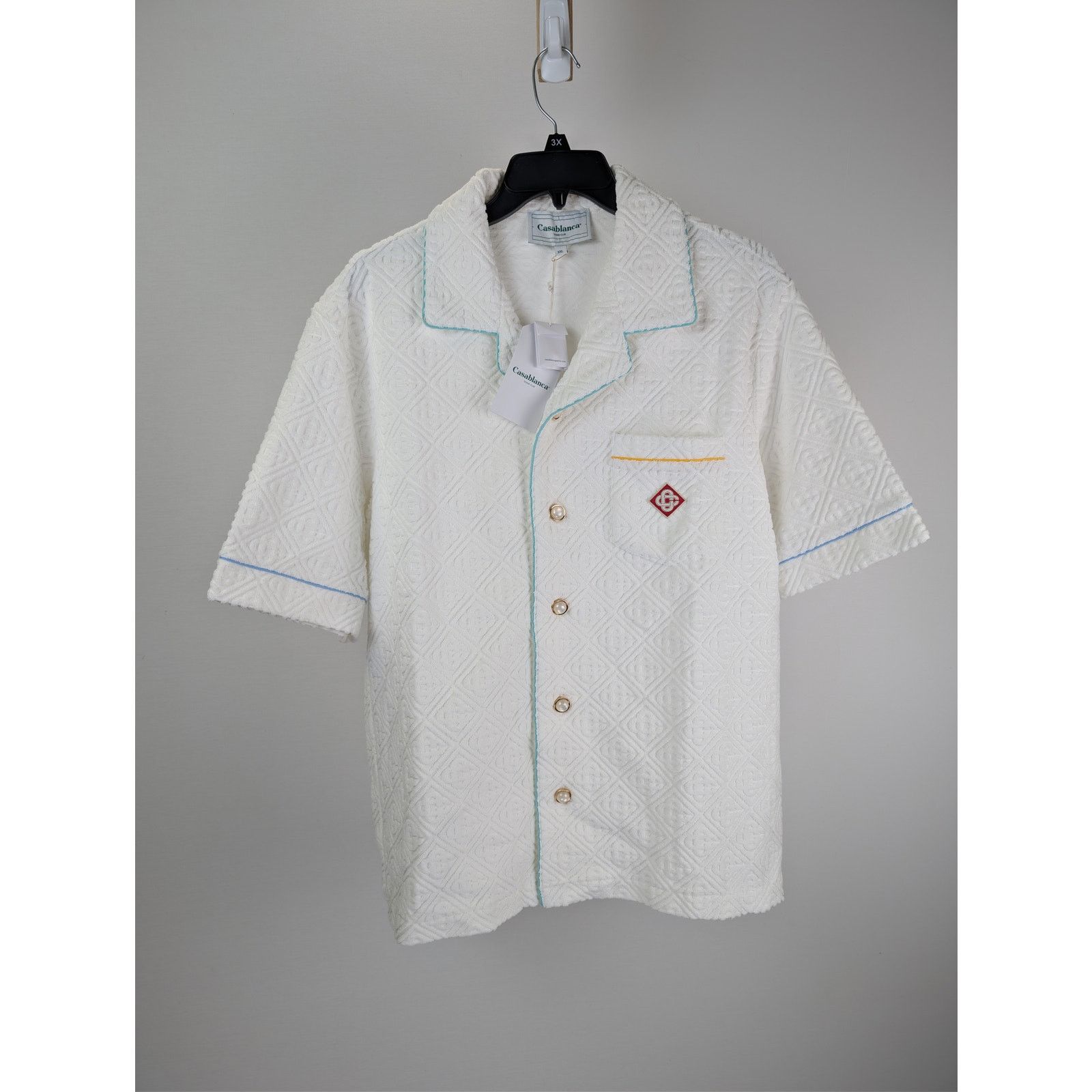 Casablanca o1rshd1 Mens Monogram Towelling Collar Shirt in White Size US XXL / EU 58 / 5 - 1 Thumbnail