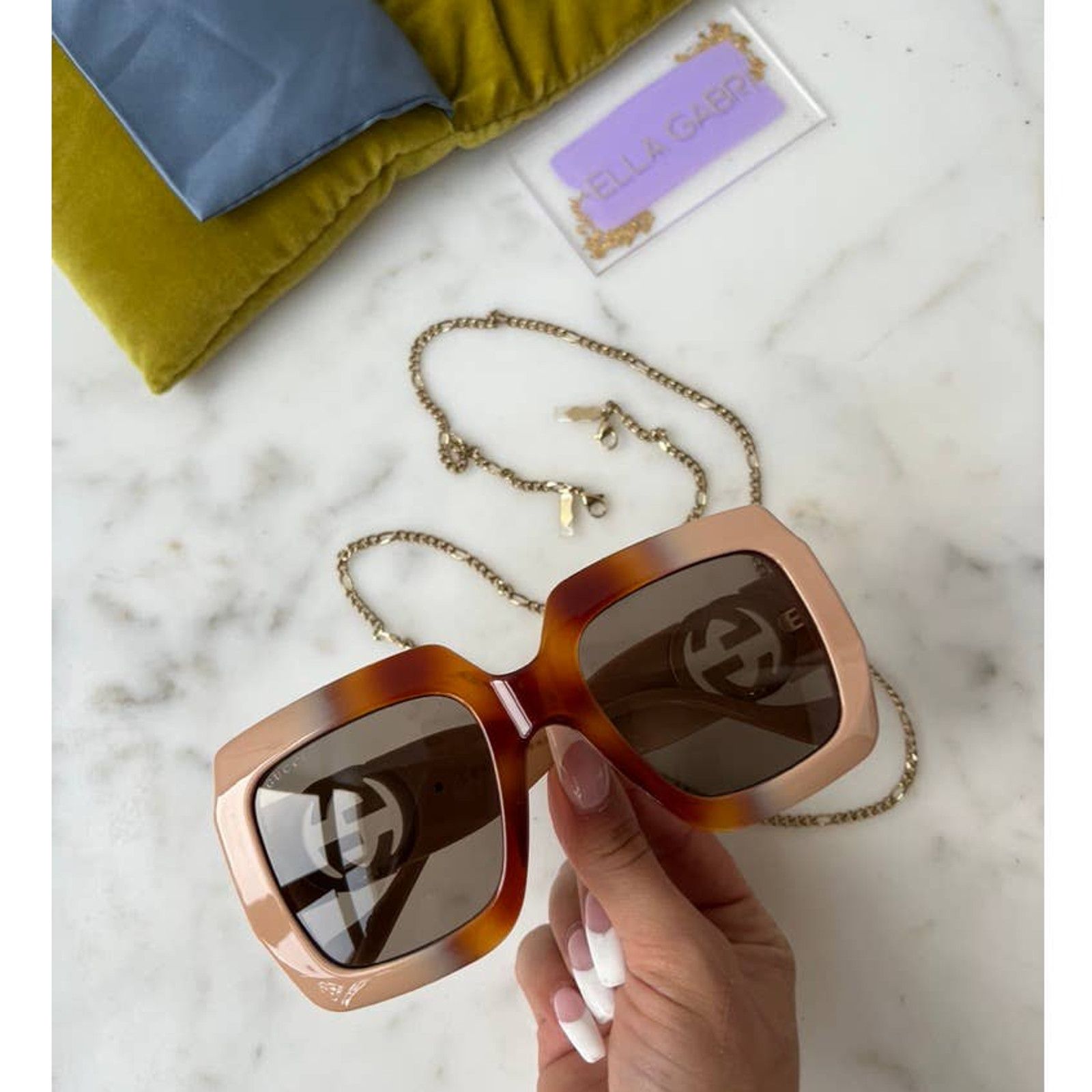 Gucci NEW Gucci GG1022S Brown Chain Oversized Logo Sunglasses Size ONE SIZE - 4 Thumbnail