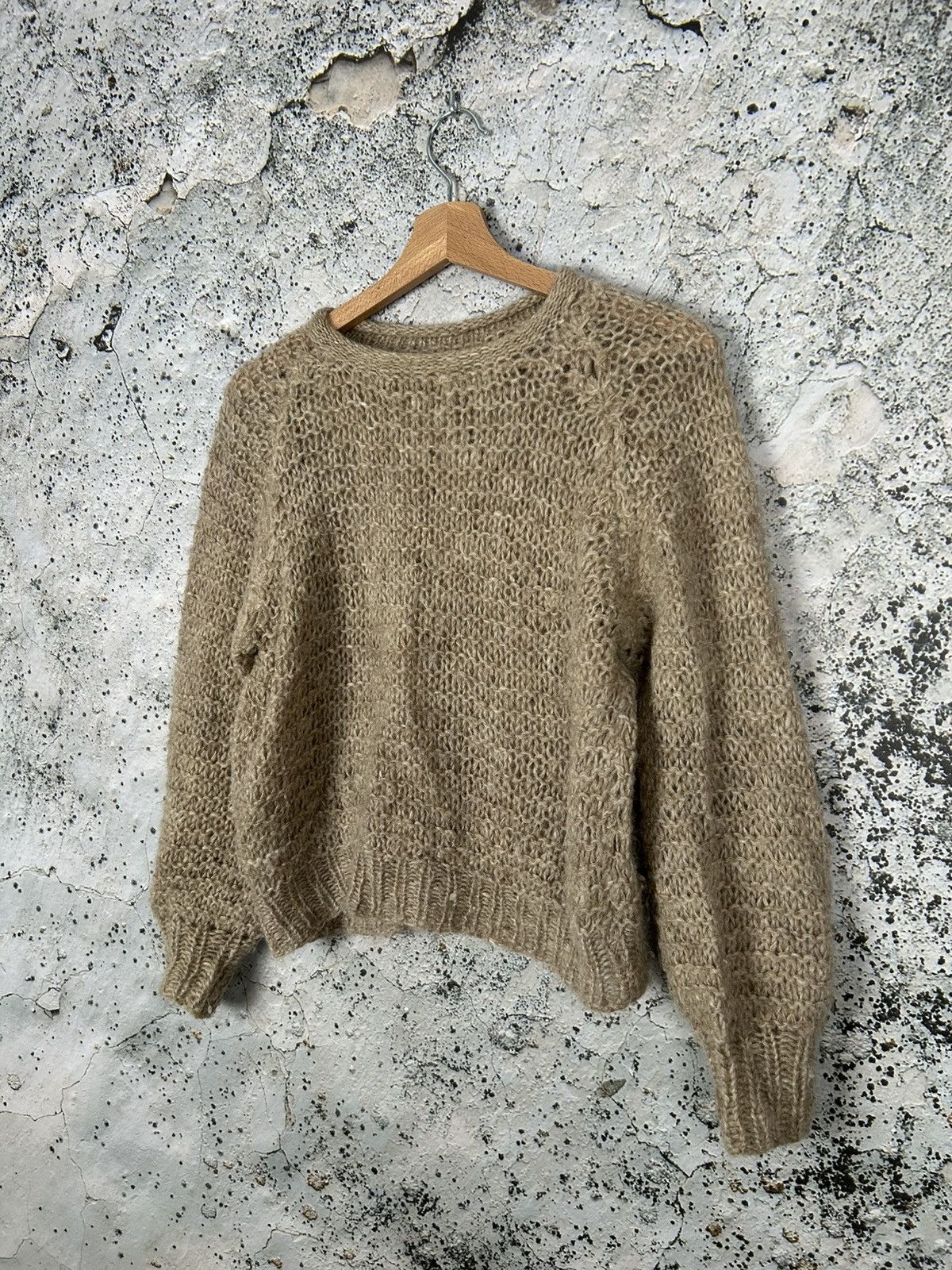Vintage Vintage Wool Handmade Knitted Beige Sweater Avantgarde Size US S / EU 44-46 / 1 - 2 Thumbnail