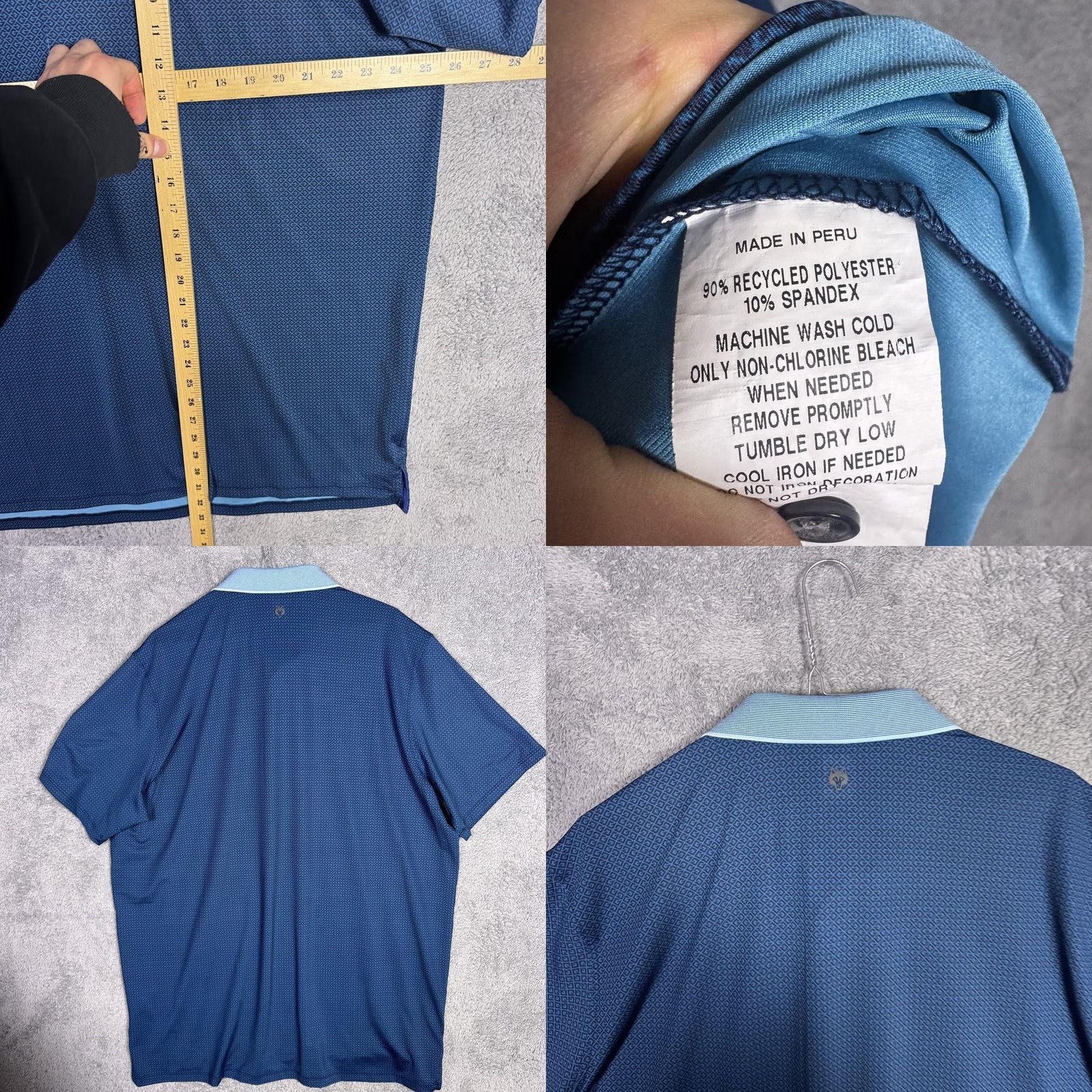 Vintage Greyson Polo Shirt Mens XL Geometric All Over Print Pique Notch Collar Golf Wolf Shirt Size US XL / EU 56 / 4 - 8 Thumbnail