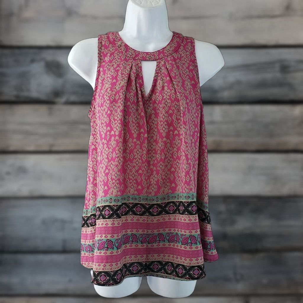 Vintage Xhilaration Womens Tank Top XS Pink Black Sleeveless Cutouts Casual Size XS / US 0-2 / IT 36-38 - 1 Thumbnail