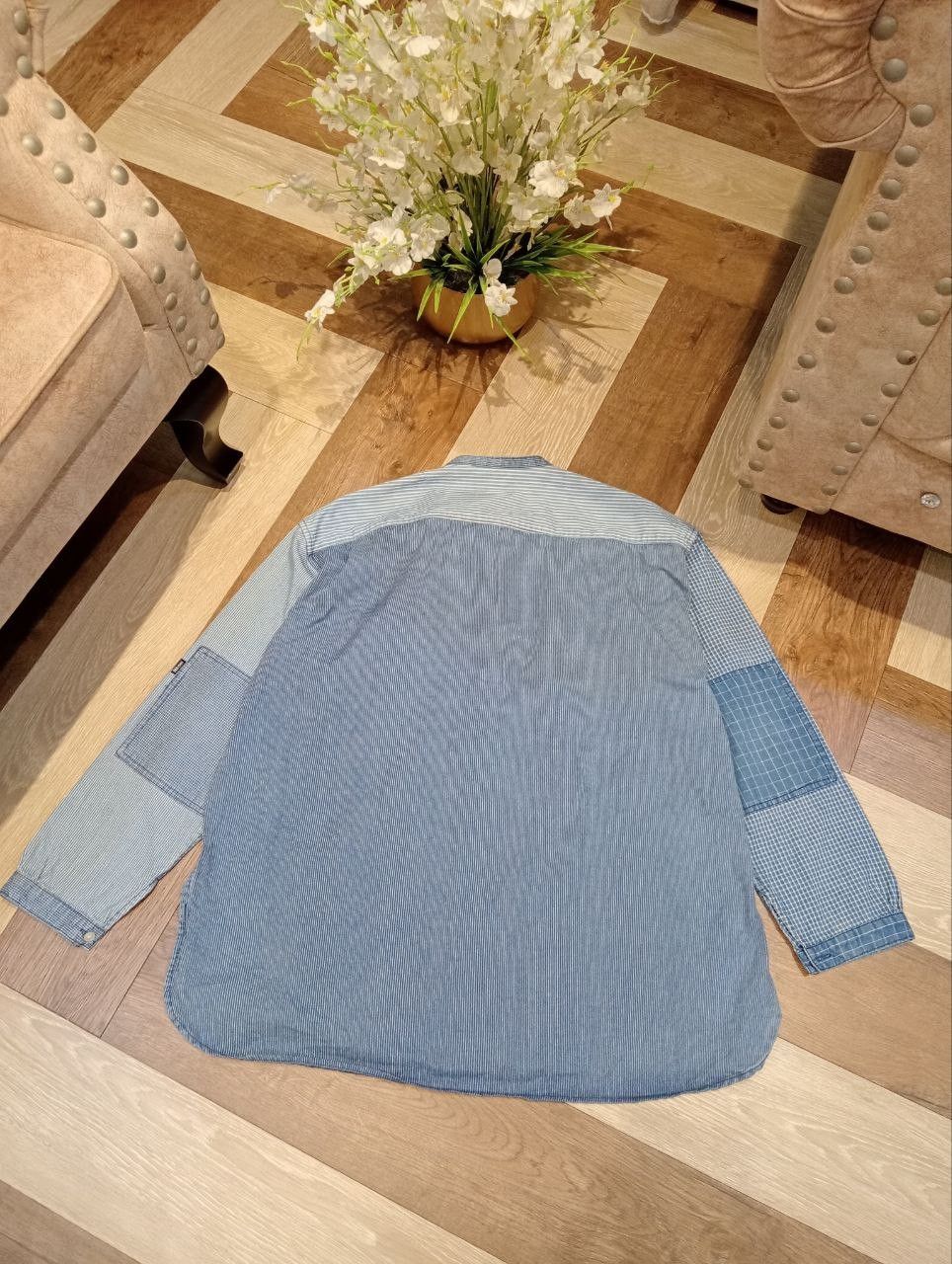 Issey Miyake NE-NET ISSEY MIYAKE PATCHWORK DENIM SHIRT Size US L / EU 52-54 / 3 - 8 Thumbnail