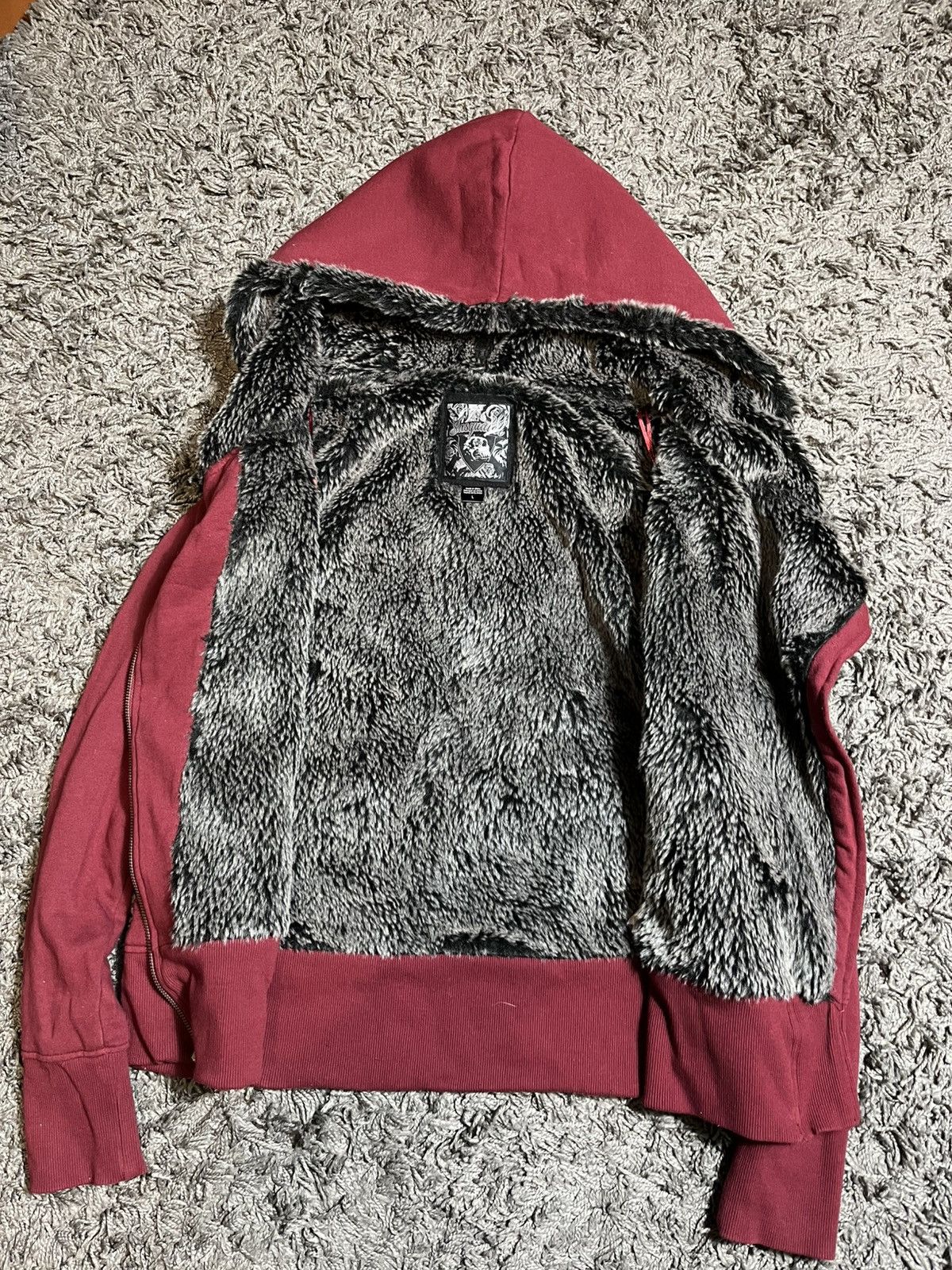 Fox Racing Fox Racing Vintage Rock Emo Punk Y2K Faux Fur Zip Hoodie Size L / US 10 / IT 46 - 5 Thumbnail