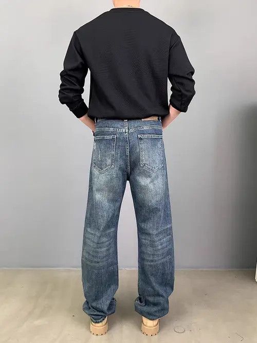 VIBE Street embroidered hip-hop loose casual ripped jeans Size US 32 / EU 48 - 4 Thumbnail