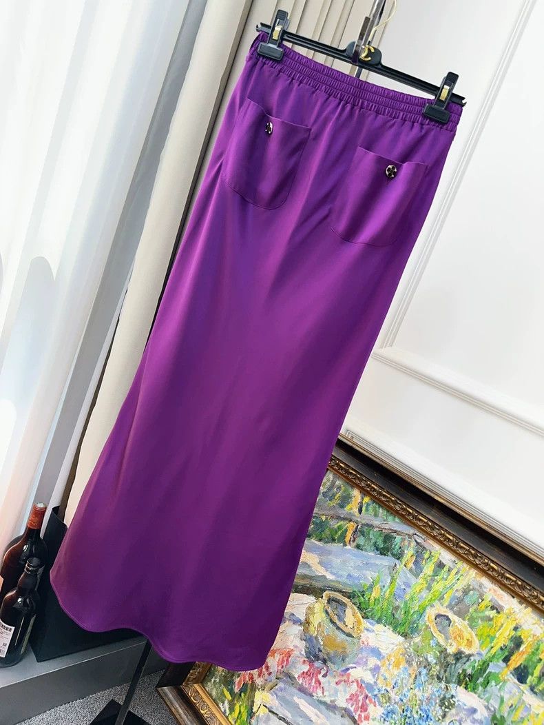 Chanel Chanel 22A Purple Silk Satin Dress- dmc Size US 30 / EU 46 - 1 Thumbnail