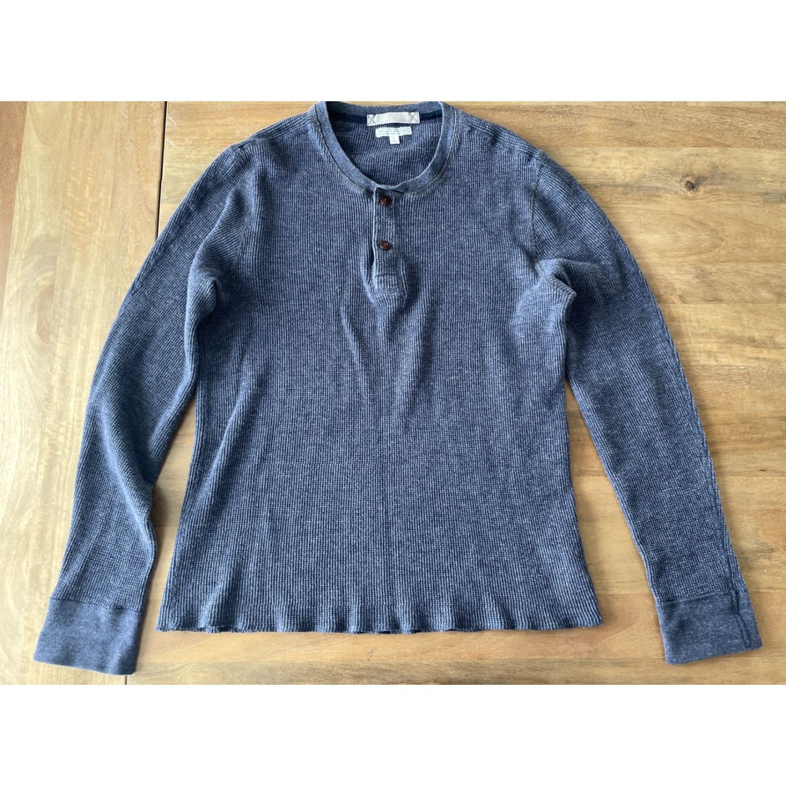 Wallace & Barnes Wallace & Barnes Thermal Henley T-Shirt Long Sleeve Blue, Size L, Men Size US L / EU 52-54 / 3 - 2 Thumbnail