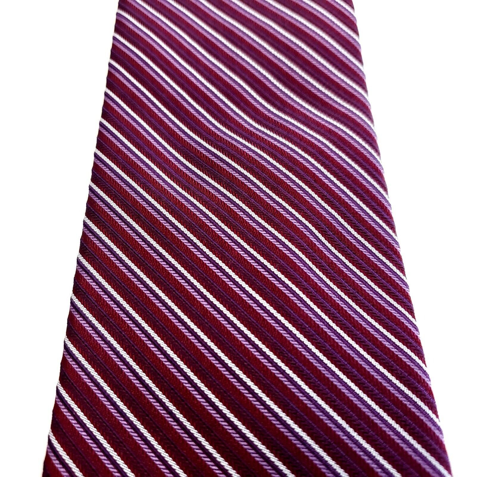 Calvin Klein Calvin Klein Purple Woven Striped Silk Tie Size ONE SIZE - 2 Thumbnail