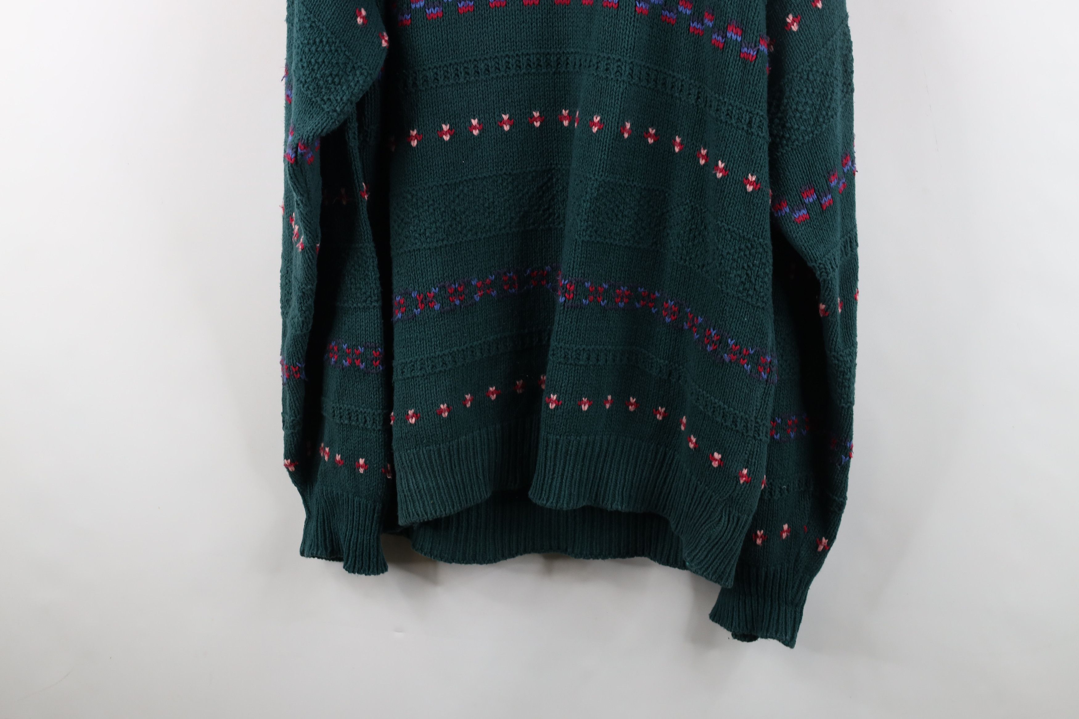 Vintage Vintage 90s Streetwear Fair Isle Knit Crewneck Sweater Green Size US XL / EU 56 / 4 - 11 Thumbnail
