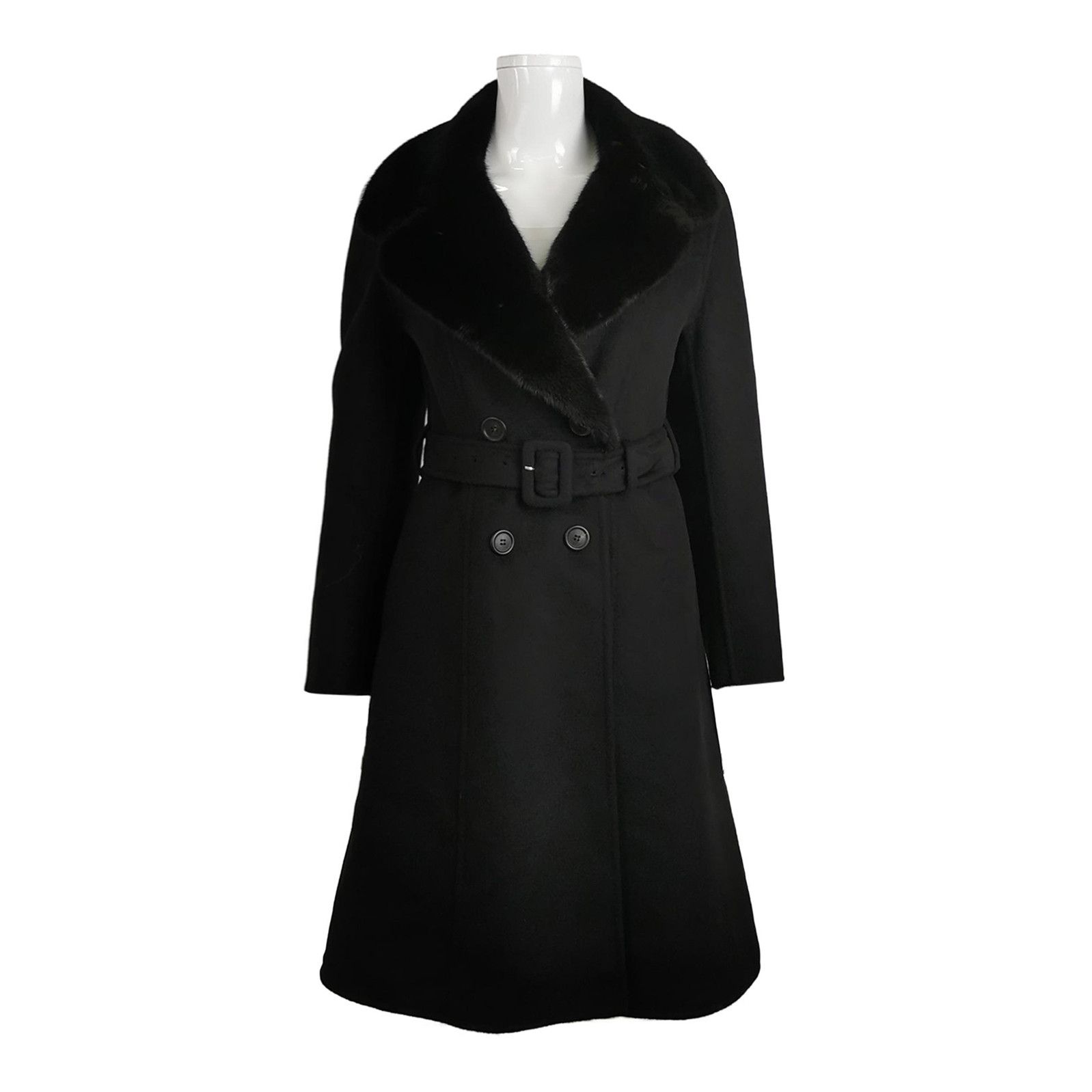 Prada Prada Black Rabbit Hair Wool Blend Coat 0079 Size US S / EU 44-46 / 1 - 1 Thumbnail