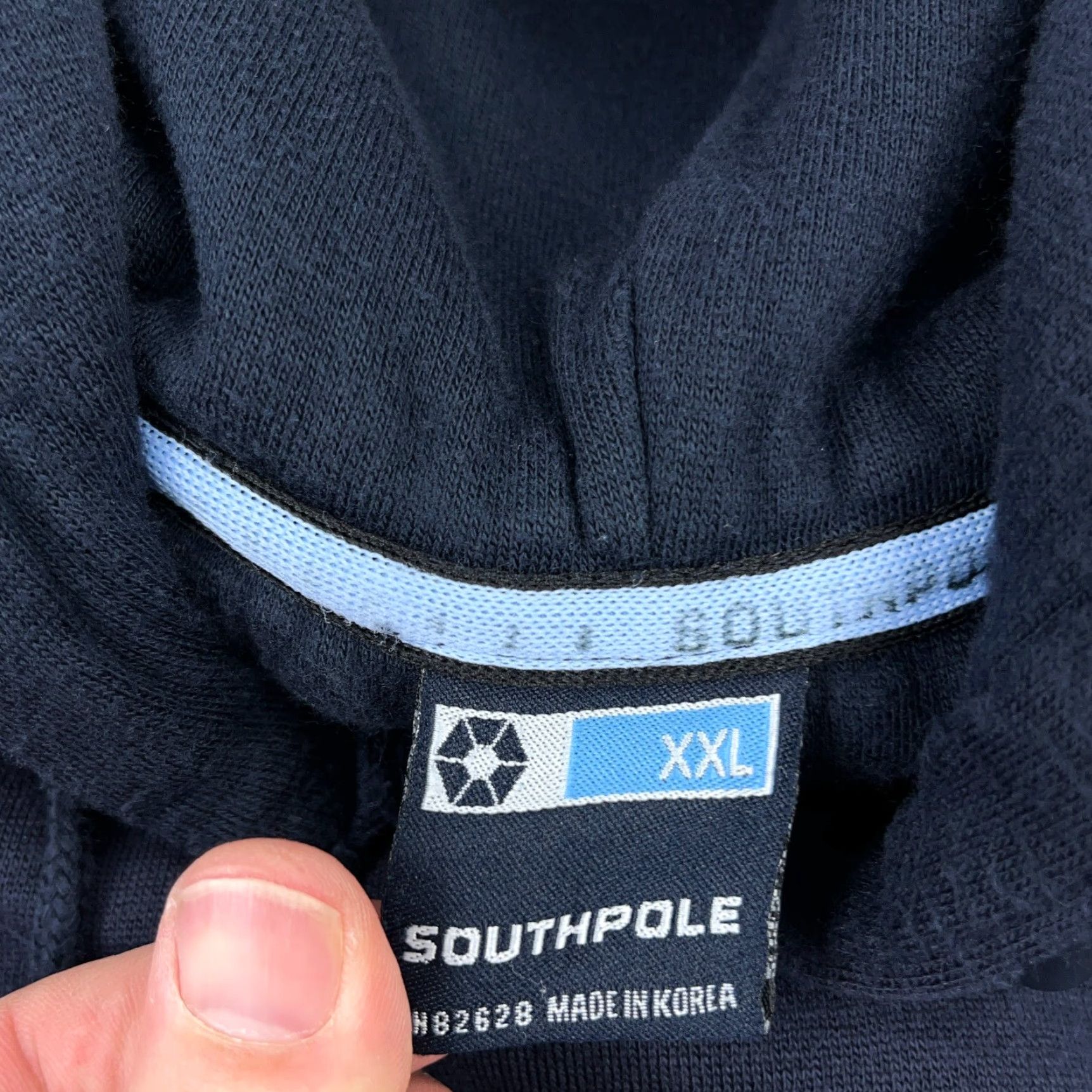 Southpole VINTAGE South Pole Hoodie Men 2XL Navy Blue Pullover Sweatshirt Fleece Hooded Size US XXL / EU 58 / 5 - 2 Thumbnail