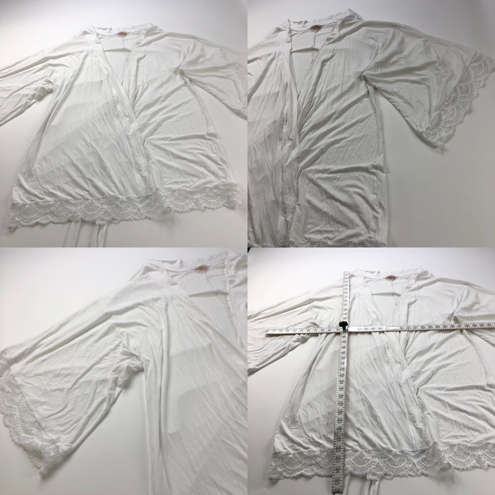 Eberjey Eberjey XL Lace Trim Wrap Robe Lightweight Belted White MINT HRJ Size ONE SIZE - 8 Thumbnail