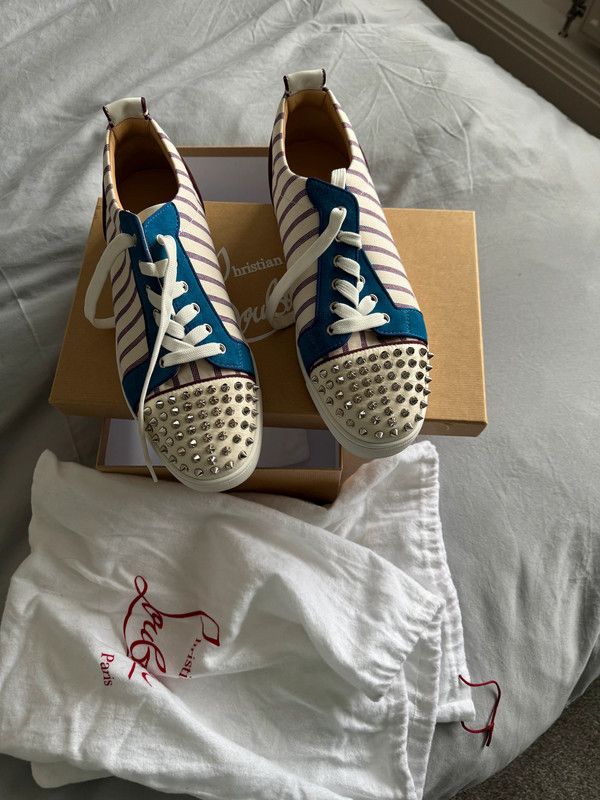 Christian Louboutin Blue White With Red Stripe