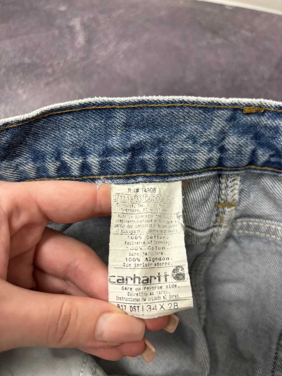 Carhartt × Vintage Vintage Carhartt Faded Blue Denim Work Hype Baggy Jeans Size US 34 / EU 50 - 12 Thumbnail