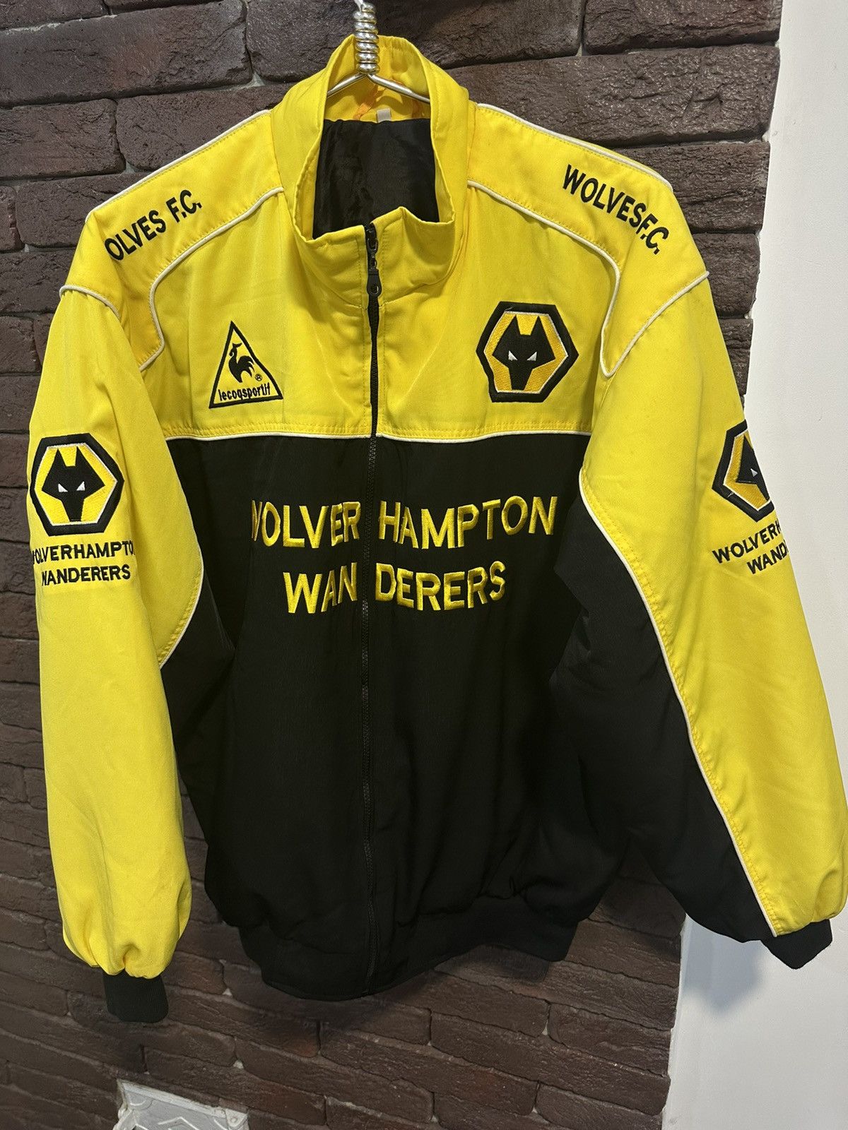 image of Vintage Le Coq Sportif Wolverhampton Wanderers Jacket Jersey in Black, Men's (Size XL)