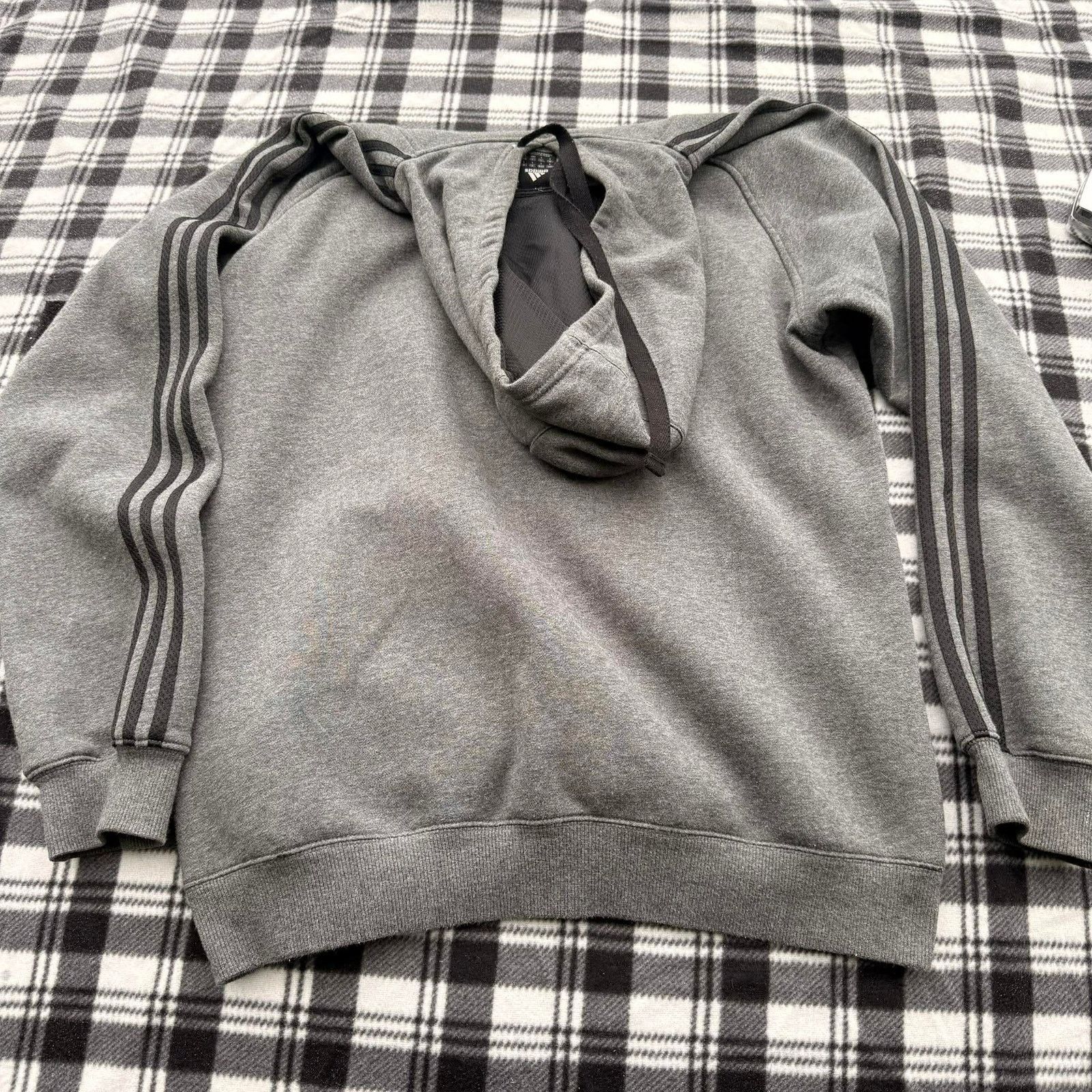 Adidas Adidas 3-Stripe Logo Pullover Hoodie Heather Gray L Size US L / EU 52-54 / 3 - 8 Thumbnail