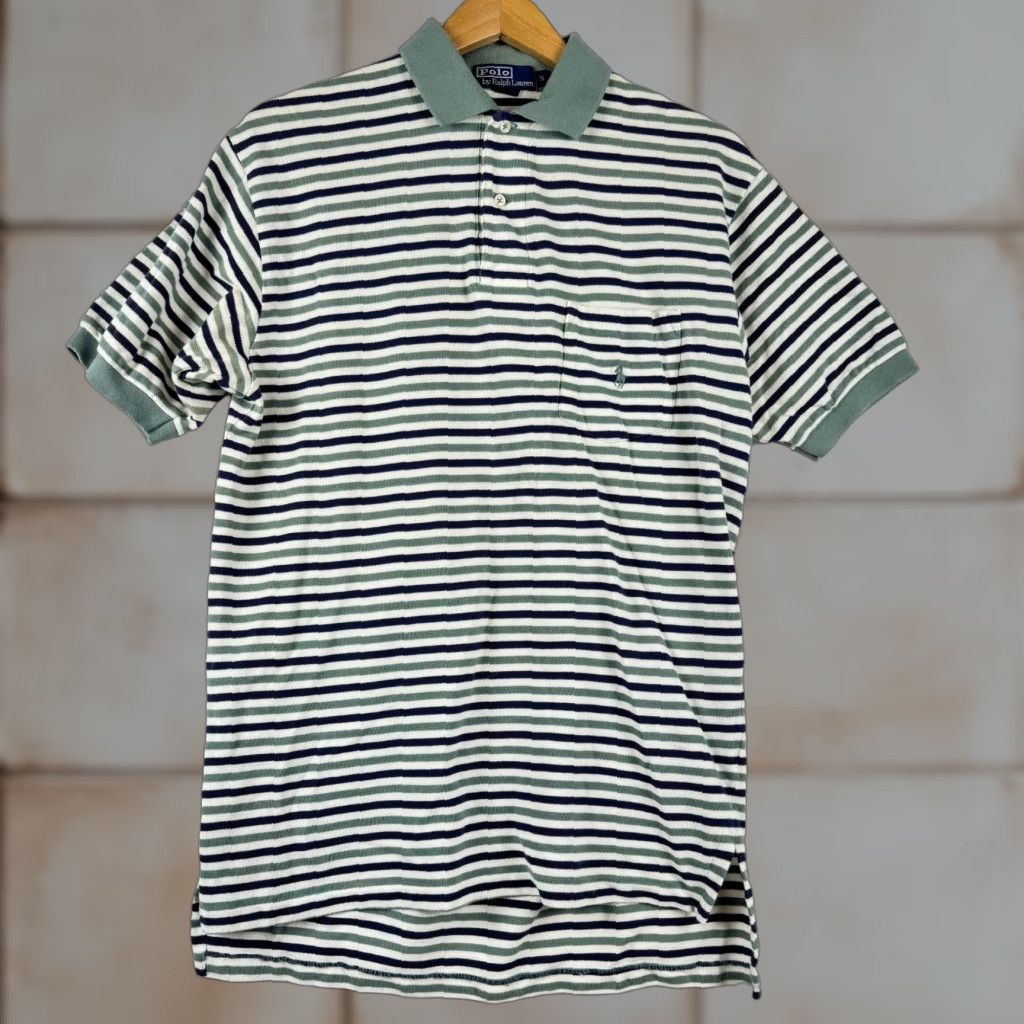 Polo Ralph Lauren VINTAGE Polo Ralph Lauren Polo Shirt Mens Medium Short Sleeve Striped Knit Logo 90s Size US M / EU 48-50 / 2 - 1 Thumbnail