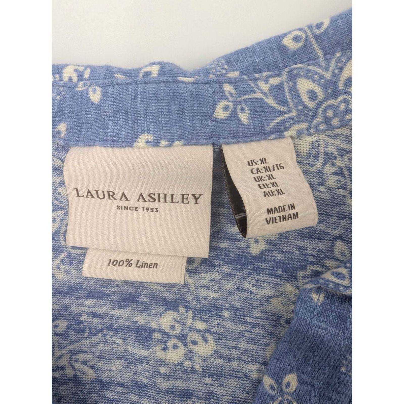 Laura Ashley Laura Ashley Womens Lightweight Linen Cap Sleeve Shirt XL Blue Beach Boho Shirt Blouse Linen Knit Size XL / US 12-14 / IT 48-50 - 7 Thumbnail