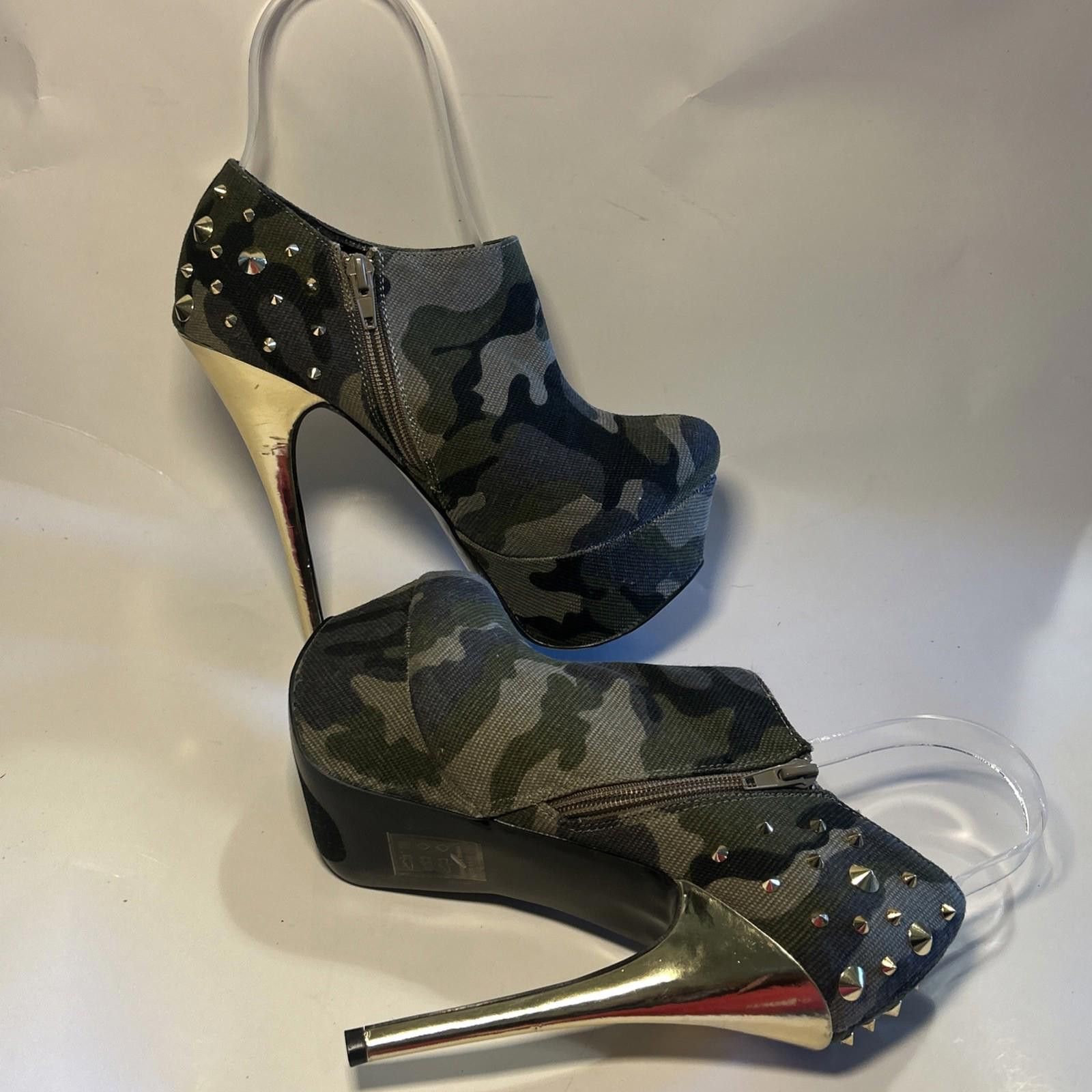 Other SCENE Women Goth Sz 8.5 Heels Camouflage Gold Embellish Size US 8.5 / IT 38.5 - 7 Thumbnail