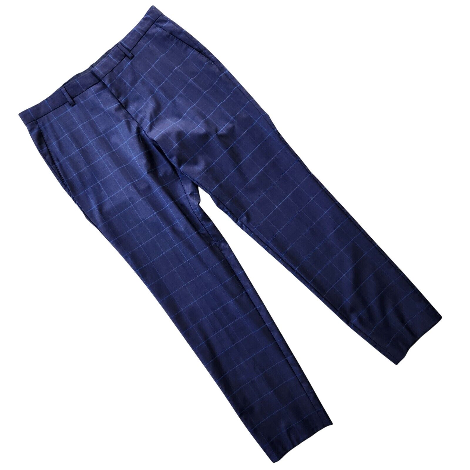 Hugo Boss Boss Hugo Men's Dark Blue Wool Slim-Fit Dress Pants 34x32 Size US 34 / EU 50 - 3 Thumbnail