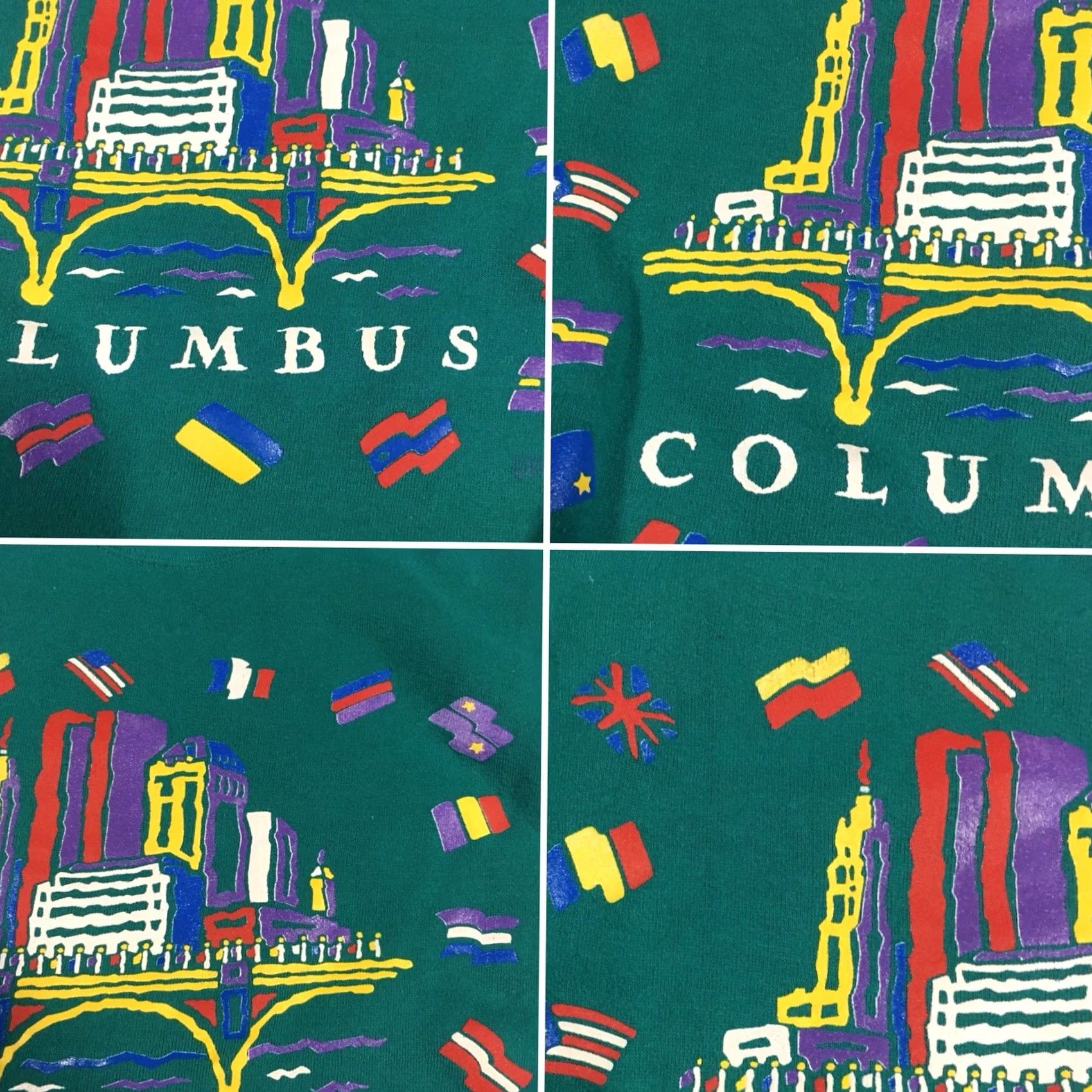 Jerzees VINTAGE Columbus Sweatshirt 80s 90s 1980s Jerzees Made in USA M Unisex Long Sleeve Poly Cotton Graphic Tee Shirt Mens Womens Boys Girls Size US M / EU 48-50 / 2 - 5 Thumbnail