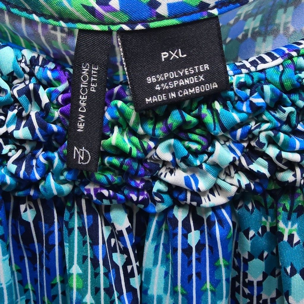 The Unbranded Brand New Directions Blue Green Patterned Blouse Size S / US 4 / IT 40 - 3 Thumbnail