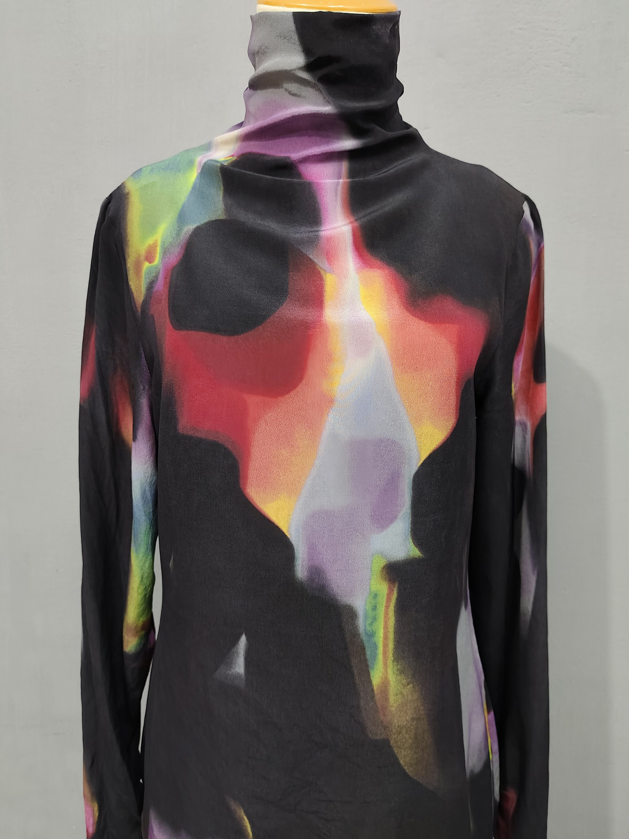 Moschino Moschino Cheapandchic❤️‍🔥Abstract Art Sheer Turtleneck Top Size M / US 6-8 / IT 42-44 - 2 Thumbnail