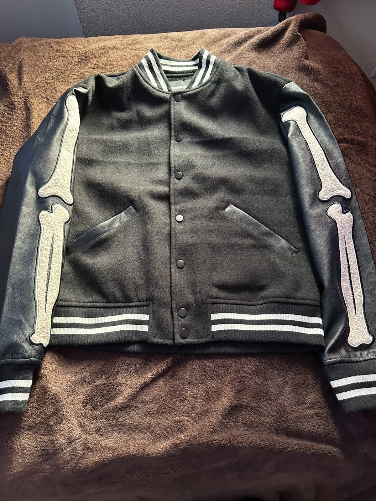 Fashion Nova Bone varsity boomer jacket Size US S / EU 44-46 / 1 - 1 Thumbnail