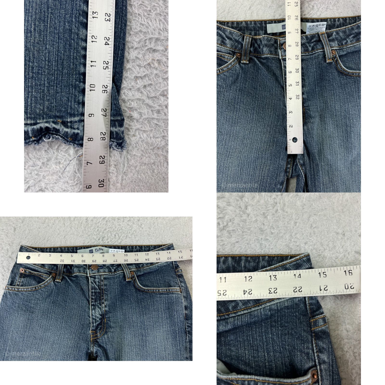 Gap Gap Jeans Womens 6a Blue Denim Flared Distressed Stretch Medium Wash 28in Inseam 5-Pocket 90s Southwestern Style Mens/Womens Size 34" / US 12 / IT 48 - 9 Thumbnail