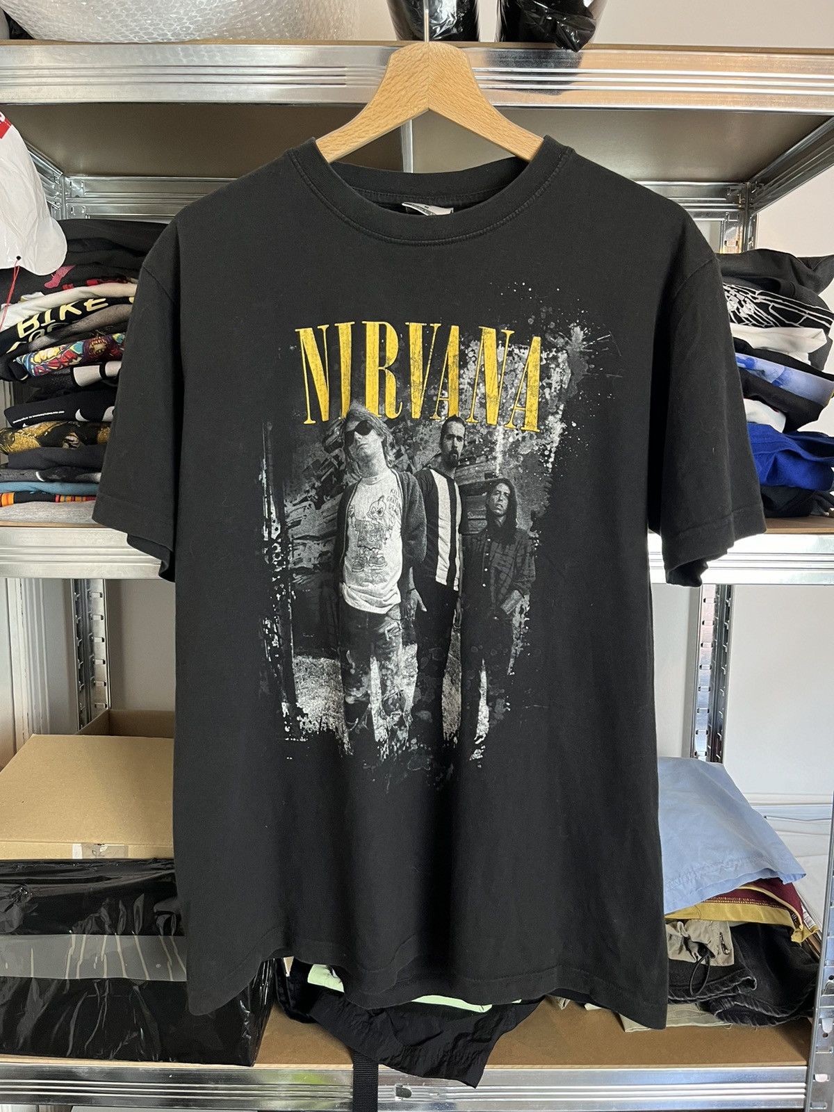 Rare vintage 90s Kurt Cobain Angel In Utero Memorial Nirvana band music t shirt