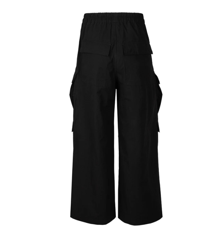 Japanese Brand Wide Leg Drawstring Black Cargo Pants Size US 30 / EU 46 - 4 Thumbnail