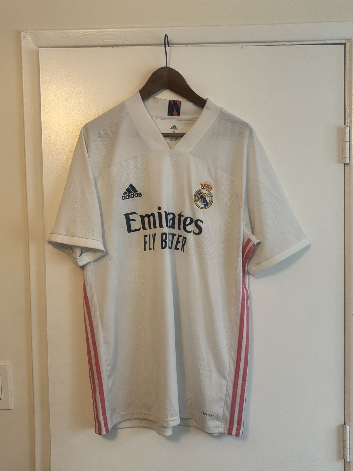Adidas Adidas Real Madrid 2020/21 Home Jersey XL White Pink Emirate Size US XL / EU 56 / 4 - 1 Thumbnail