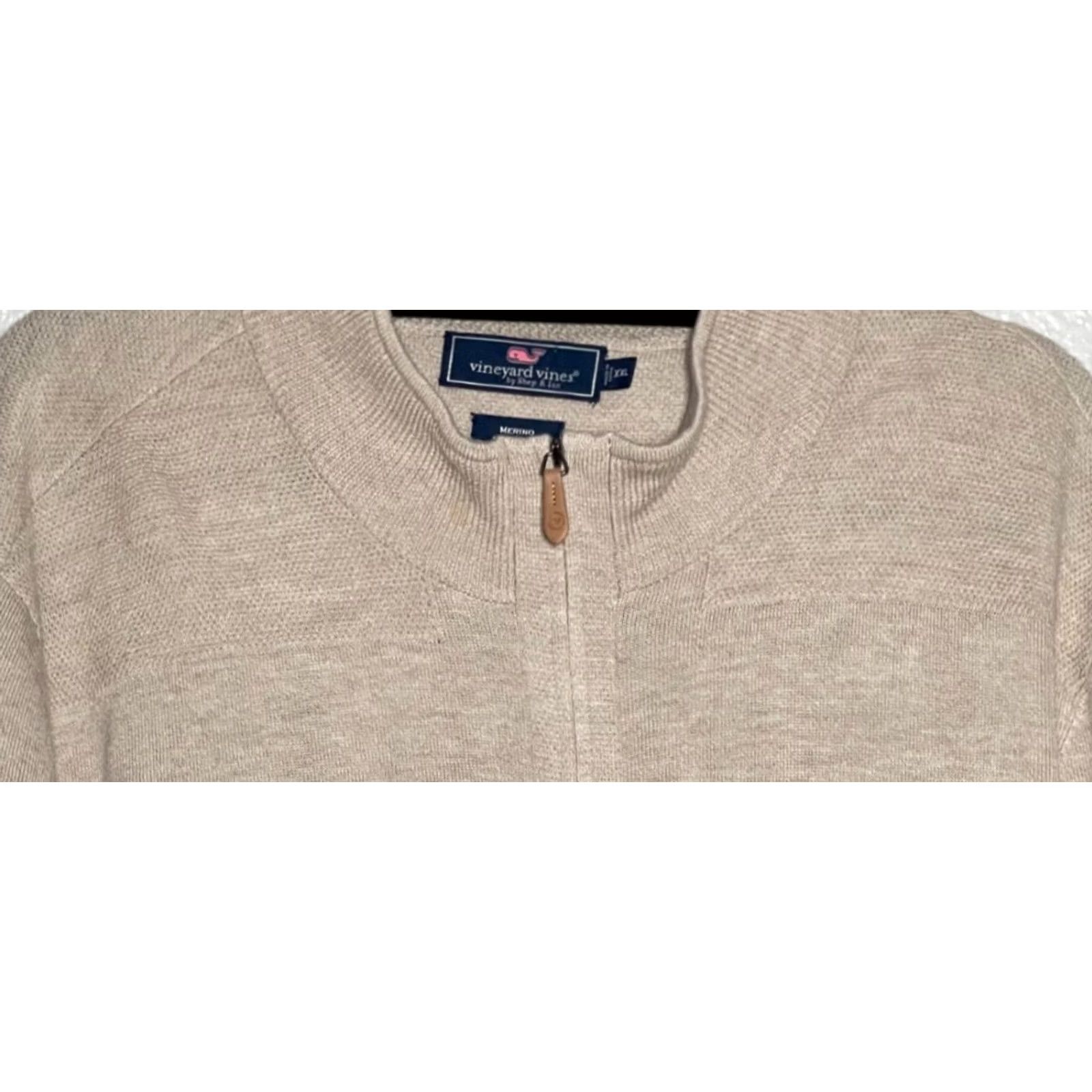 Vineyard Vines Vineyard Vines Wool 1/4 Zip Sweater Mens XXL Beige 100% Merino Pullover - Stylish Size US XXL / EU 58 / 5 - 3 Thumbnail