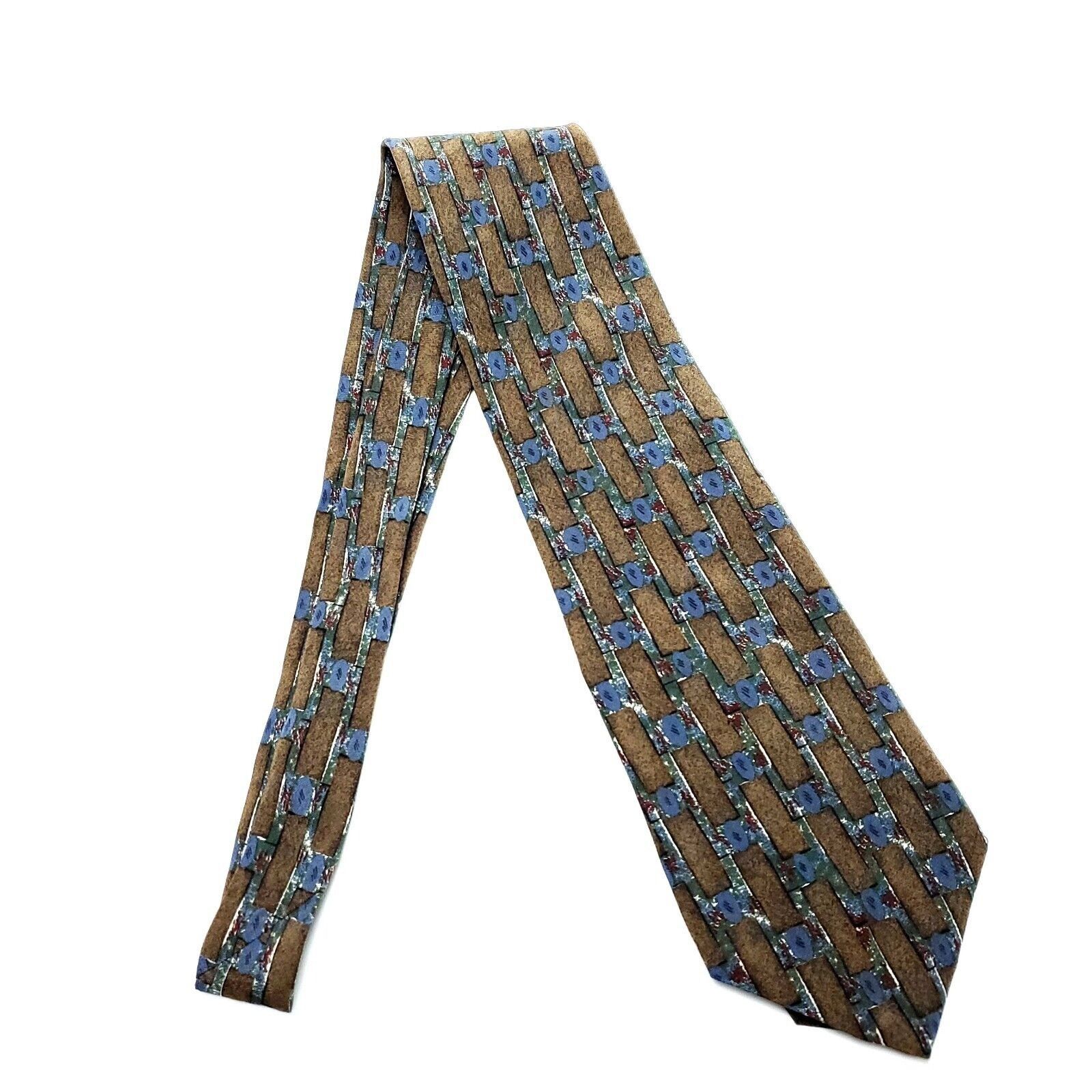 Lord & Taylor Lord Taylor Silk Tie Brown Print USA Short Wide Size ONE SIZE - 6 Thumbnail