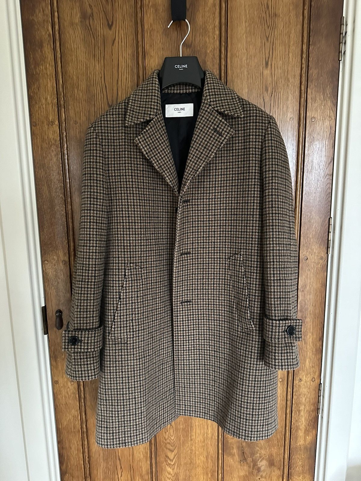 Celine FW19 Celine Pied de Poule Wool Max Coat Hedi Slimane Size US S / EU 44-46 / 1 - 3 Thumbnail