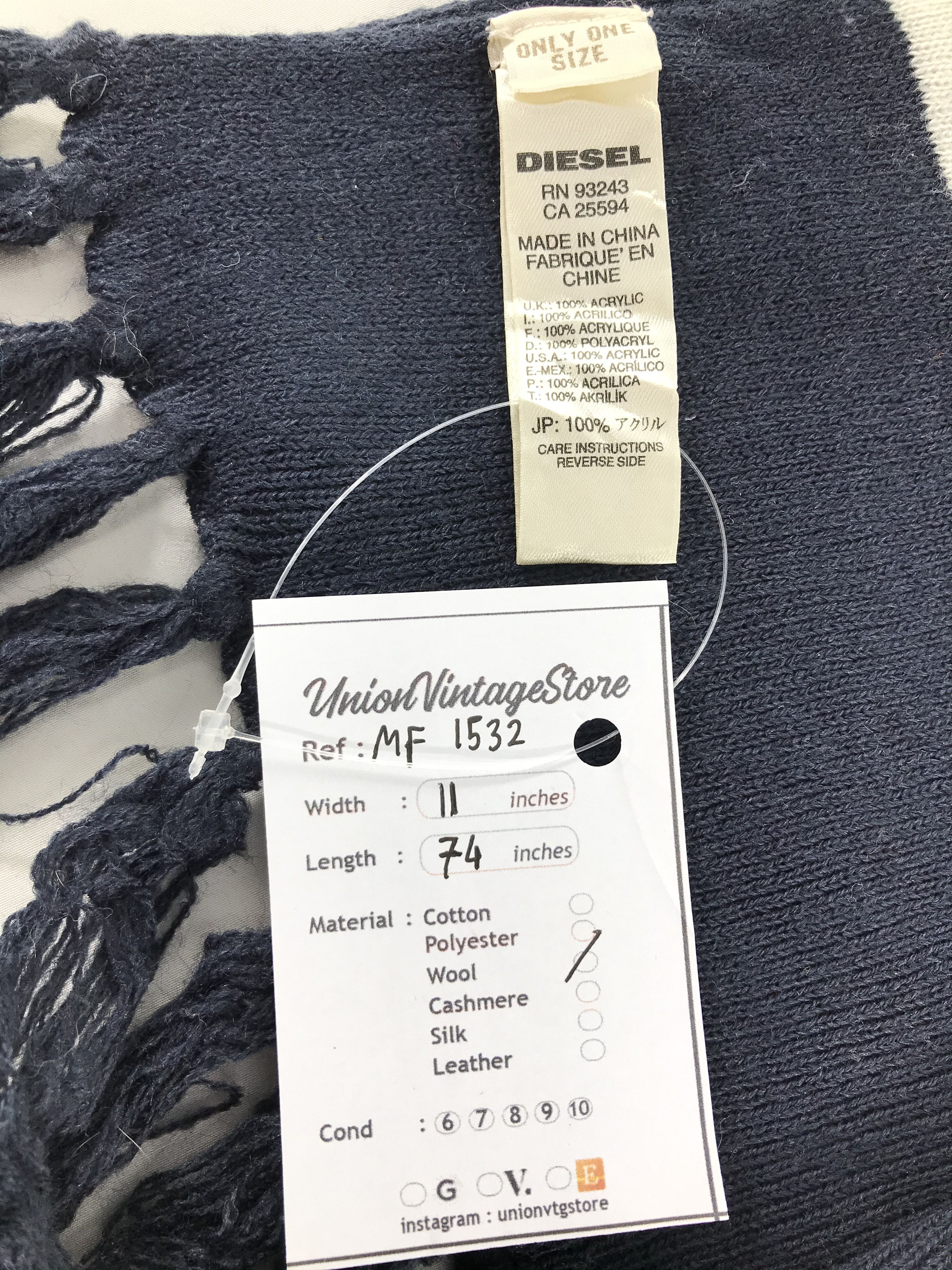 Diesel Vintage Diesel Scarf/Muffler/Neckwear MF1532 Size ONE SIZE - 4 Thumbnail