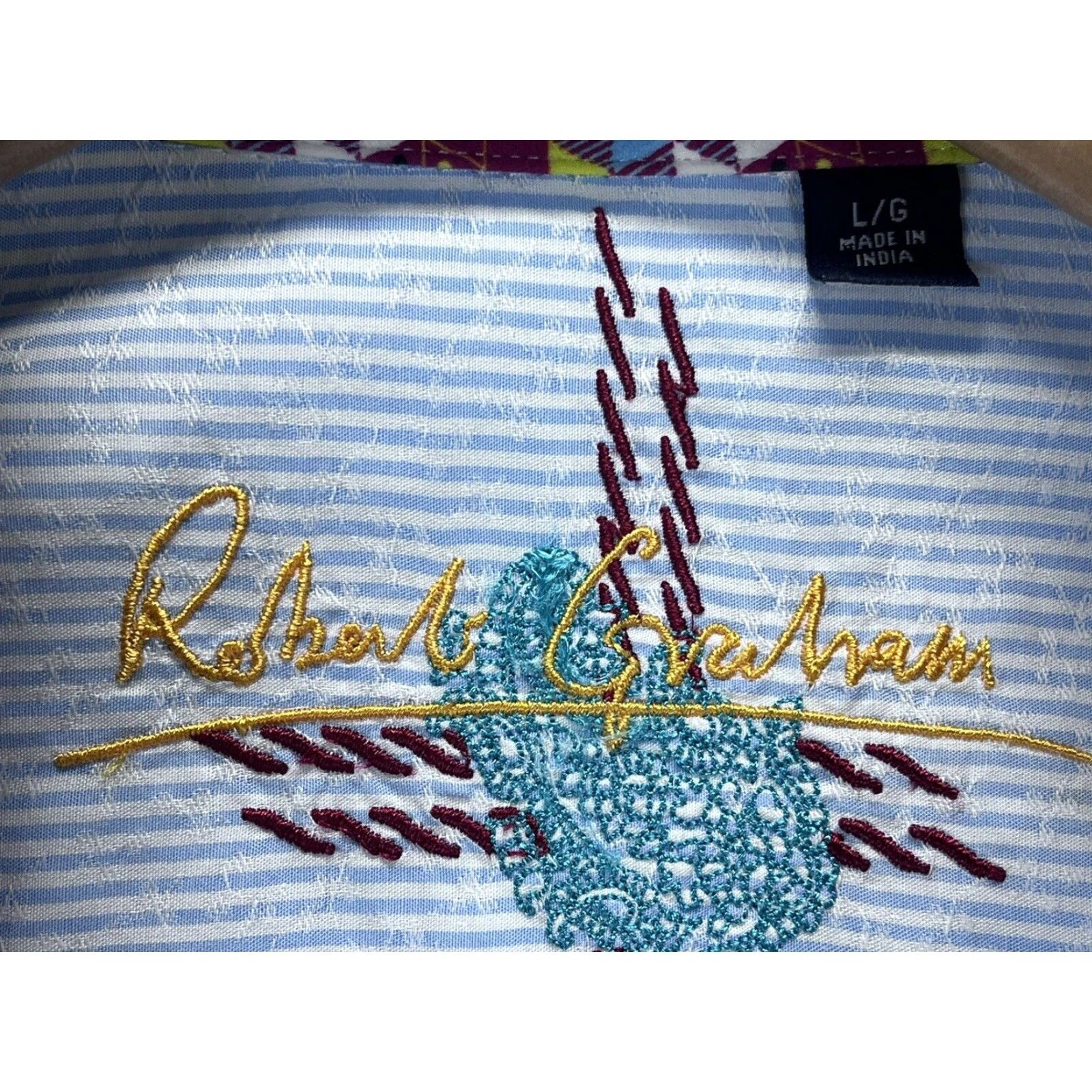 Robert Graham Robert Graham Striped Button Up Shirt Adult Large Mens Blue White Long Sleeve Cotton Size US L / EU 52-54 / 3 - 4 Thumbnail