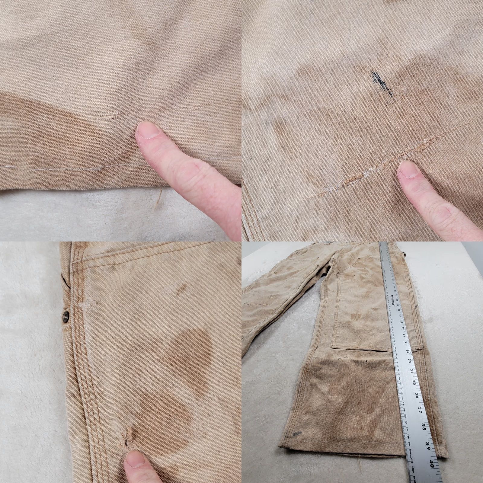 Carhartt VINTAGE Carhartt Pants Men 38x30 Double Knee Workwear Distressed Beige Duck Canvas Grunge 90s Mens Size US 38 / EU 54 - 8 Thumbnail