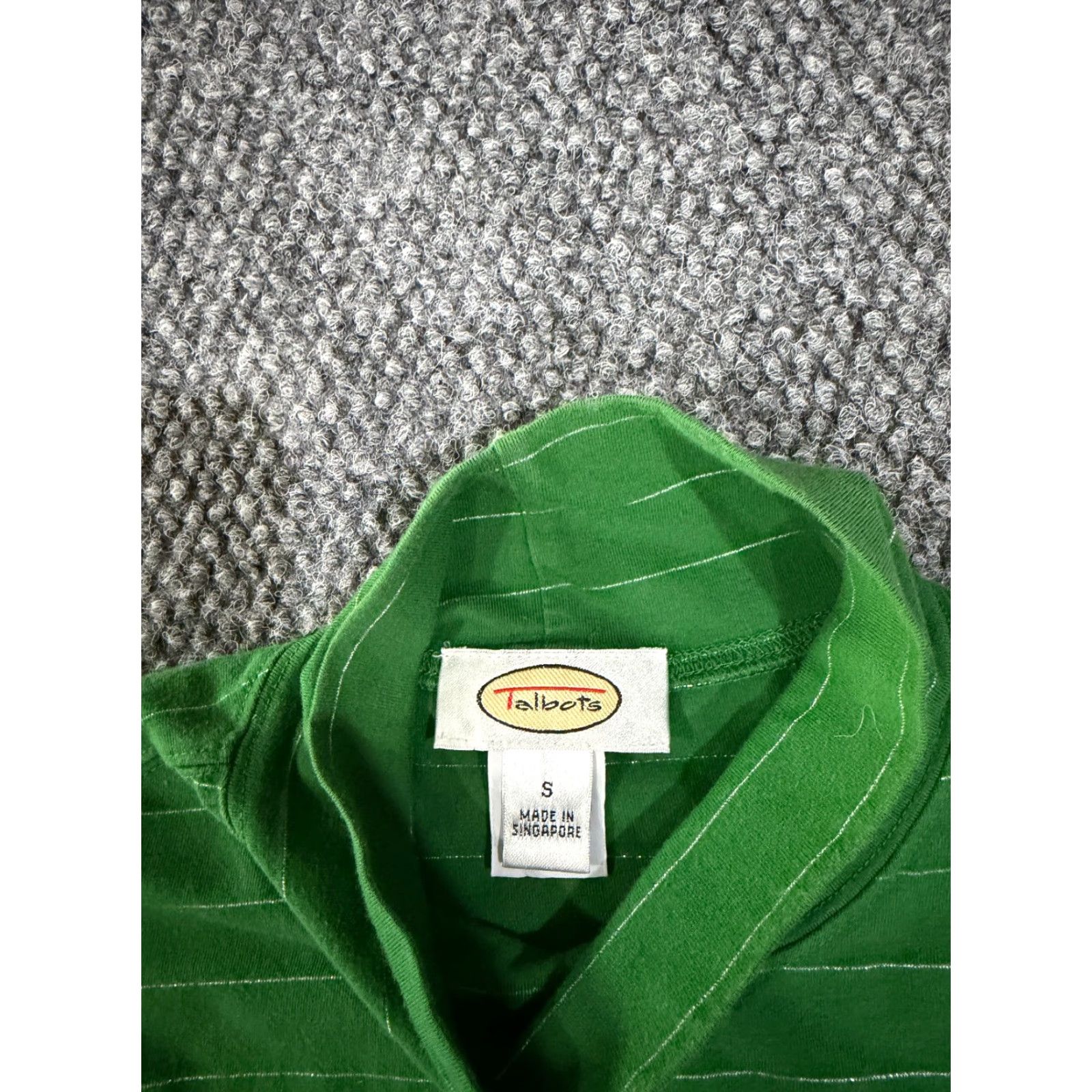 Talbots Talbots Long Sleeve Top Womens S Green Striped Turtleneck Knit Casual Regular Cotton Size S / US 4 / IT 40 - 4 Thumbnail