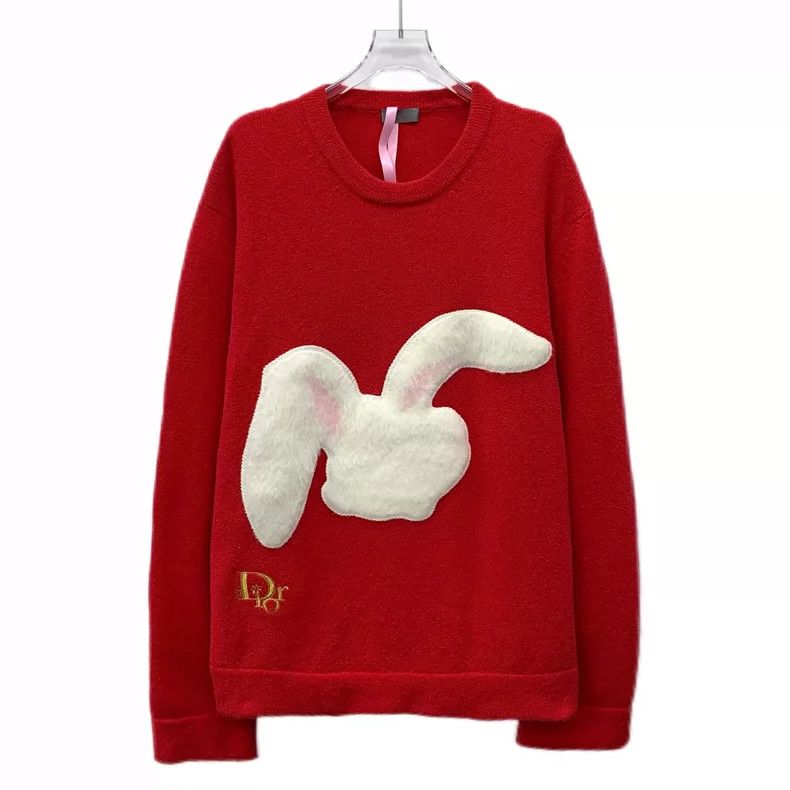 Dior Christian Dior Red Bunny Plush Cotton Sweatshirt-dmc Size US L / EU 52-54 / 3 - 1 Thumbnail