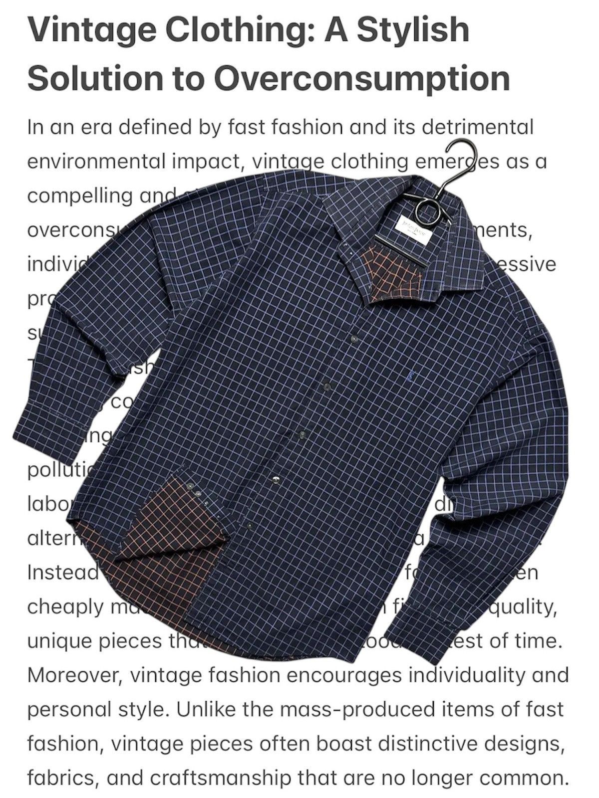 Yves Saint Laurent Vintage Yves Saint Laurent navy plaid shirt rare logo Size US M / EU 48-50 / 2 - 1 Thumbnail