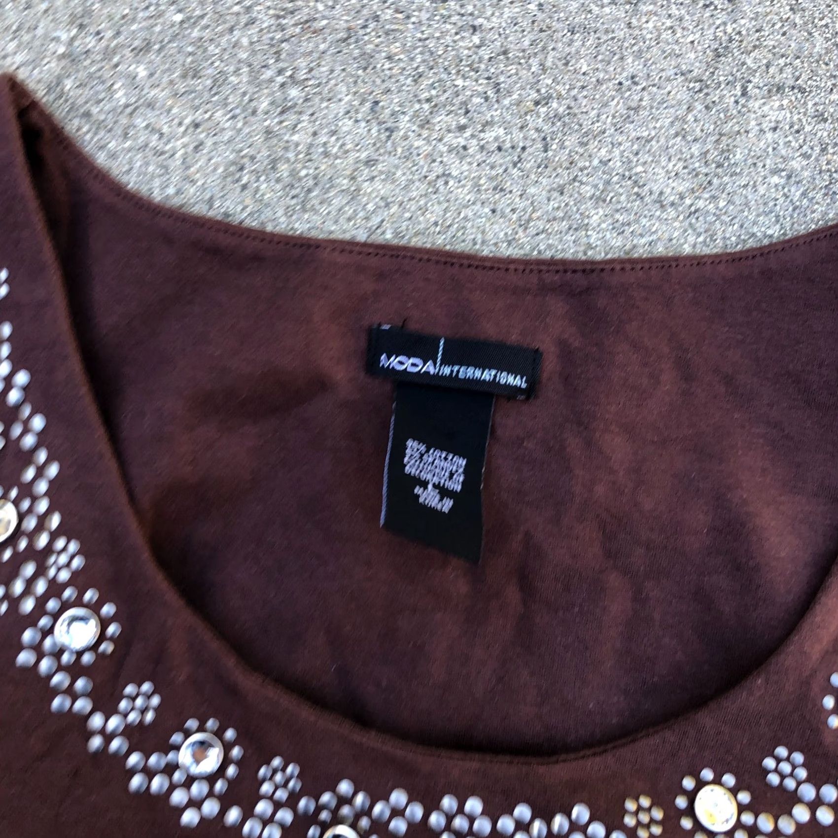 Vintage VINTAGE Moda International Tank Top Shirt Women's LARGE Brown Sleeveless Studded Tank Top Shirt Size L / US 10 / IT 46 - 3 Thumbnail