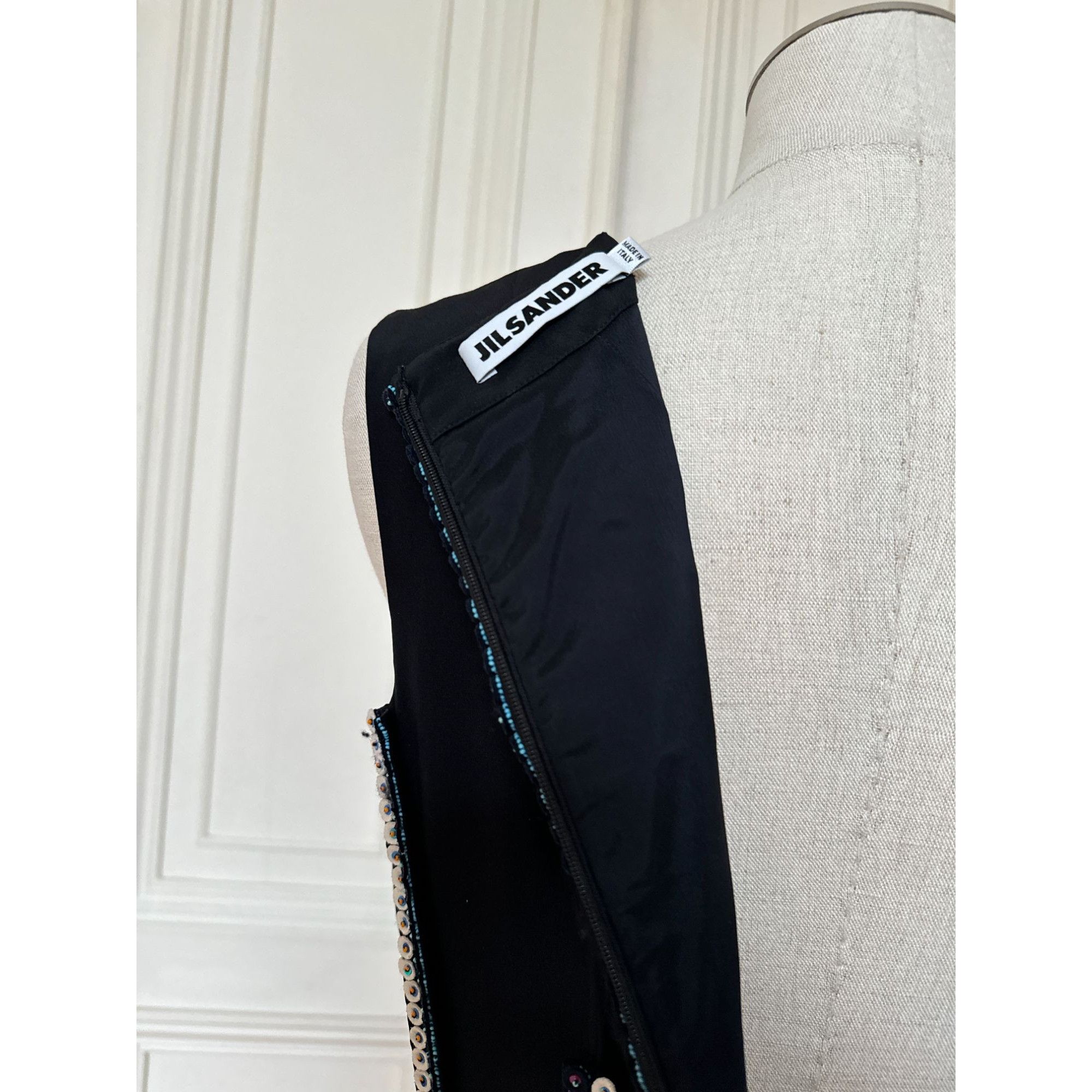 Jil Sander 2012 Black Silk Embellished Dress Size M / US 6-8 / IT 42-44 - 6 Thumbnail