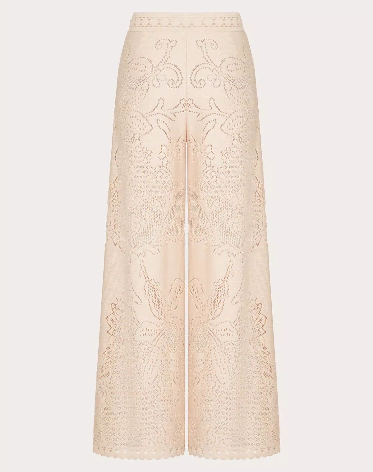 Valentino o1s1wg110426 Cotton Guipure Jardin Plat Trousers in Sand Size 32" / US 10 / IT 46 - 2 Thumbnail