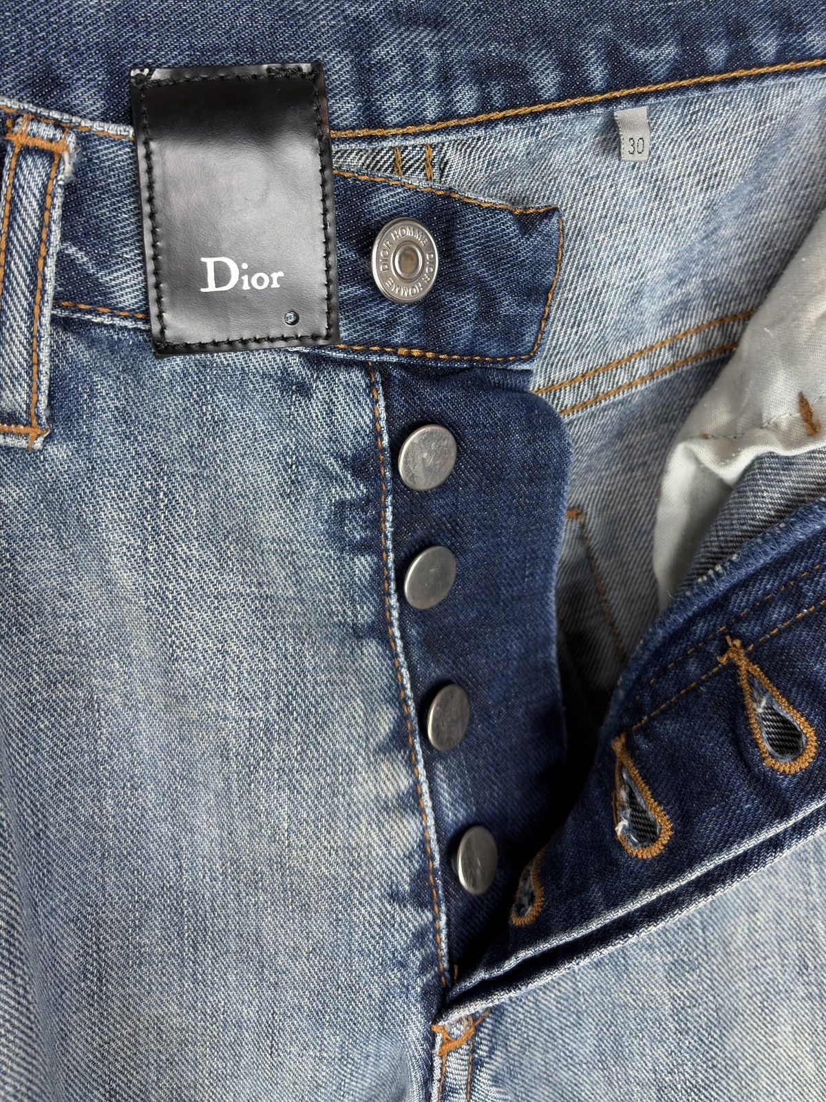 Dior SS08 Dior Homme Distressed Silver Blue Denim Jeans Jake Size US 30 / EU 46 - 6 Thumbnail