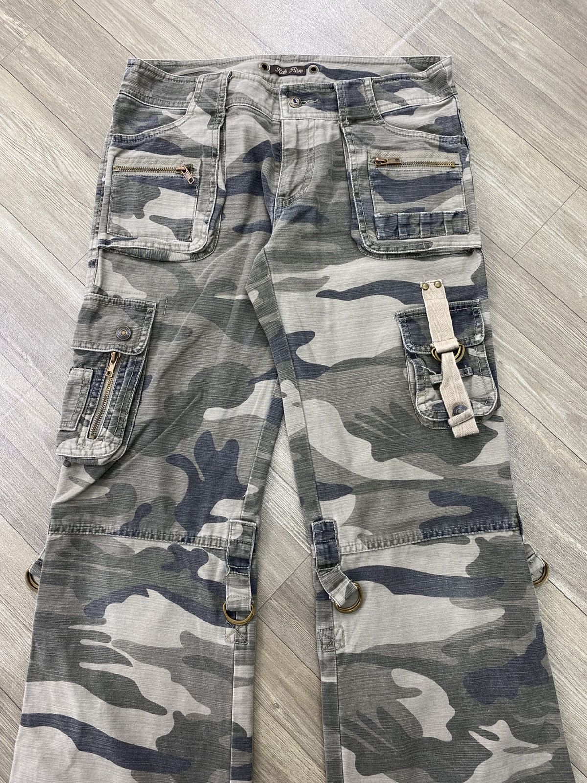 Hysteric Glamour Vintage Rote Rose Bondage Camo Military Lgb Flared Pants Y2K Size US 29 - 2 Thumbnail